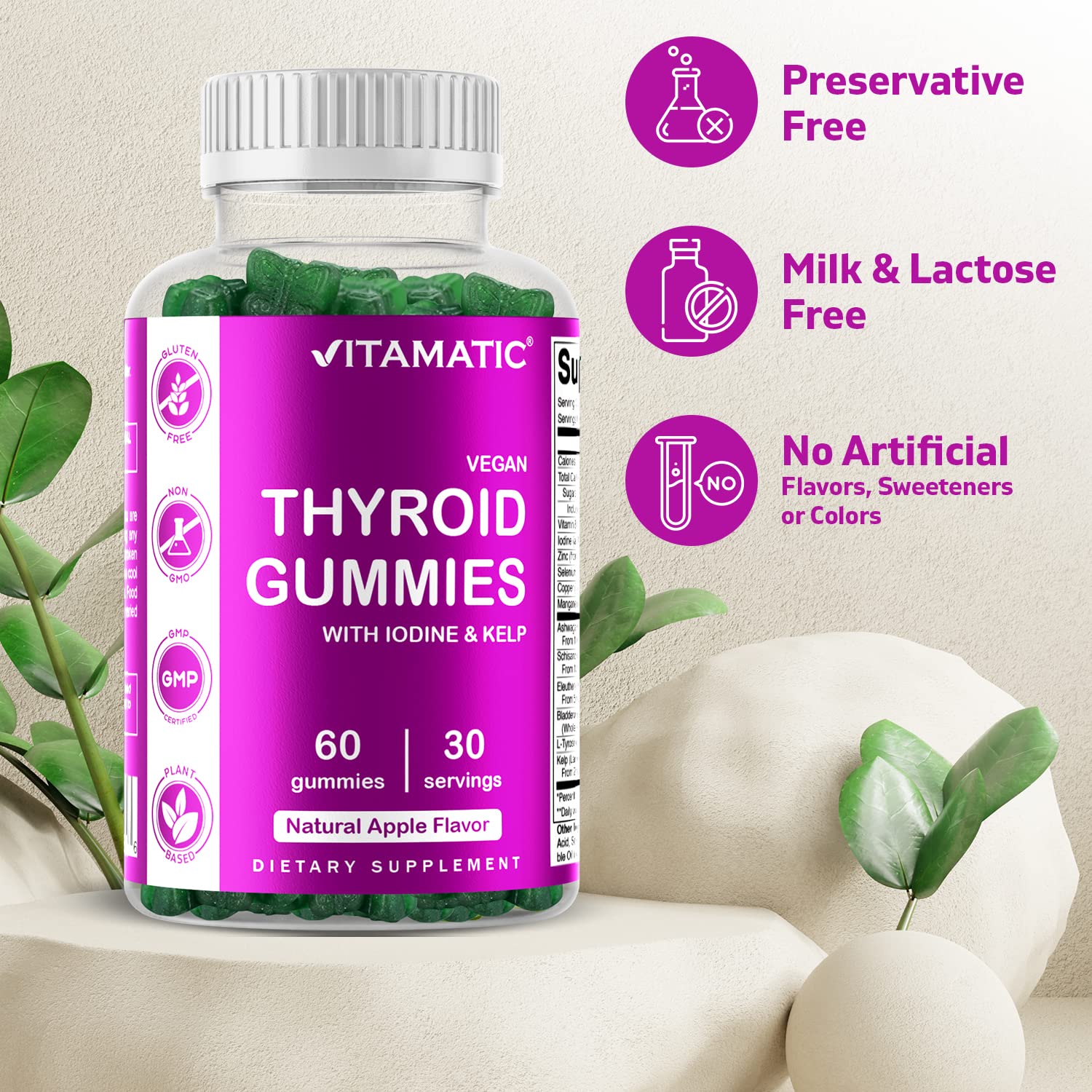 Vitamatic Vegan Thyroid Support Gummies with Iodine & Kelp - 60 Count - Improve Your Vitamatic Au supplements