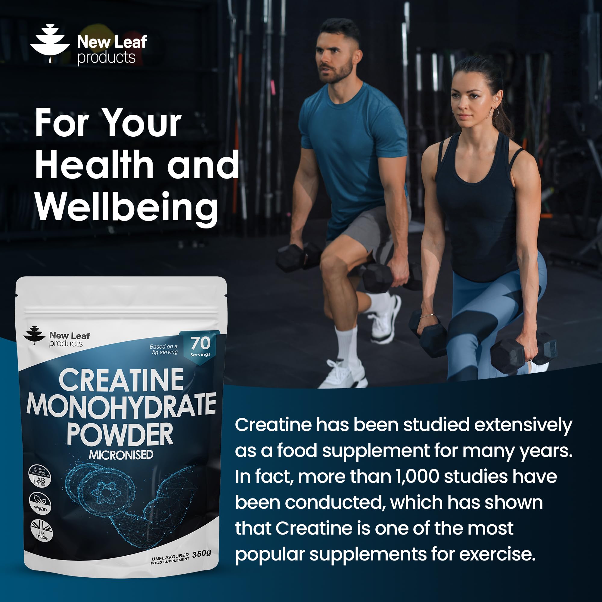 Creatine Monohydrate Powder 100% Pure Micronized Creatine - 350g Increased Absorption NEW LEAF PRODUCTS Au supplements