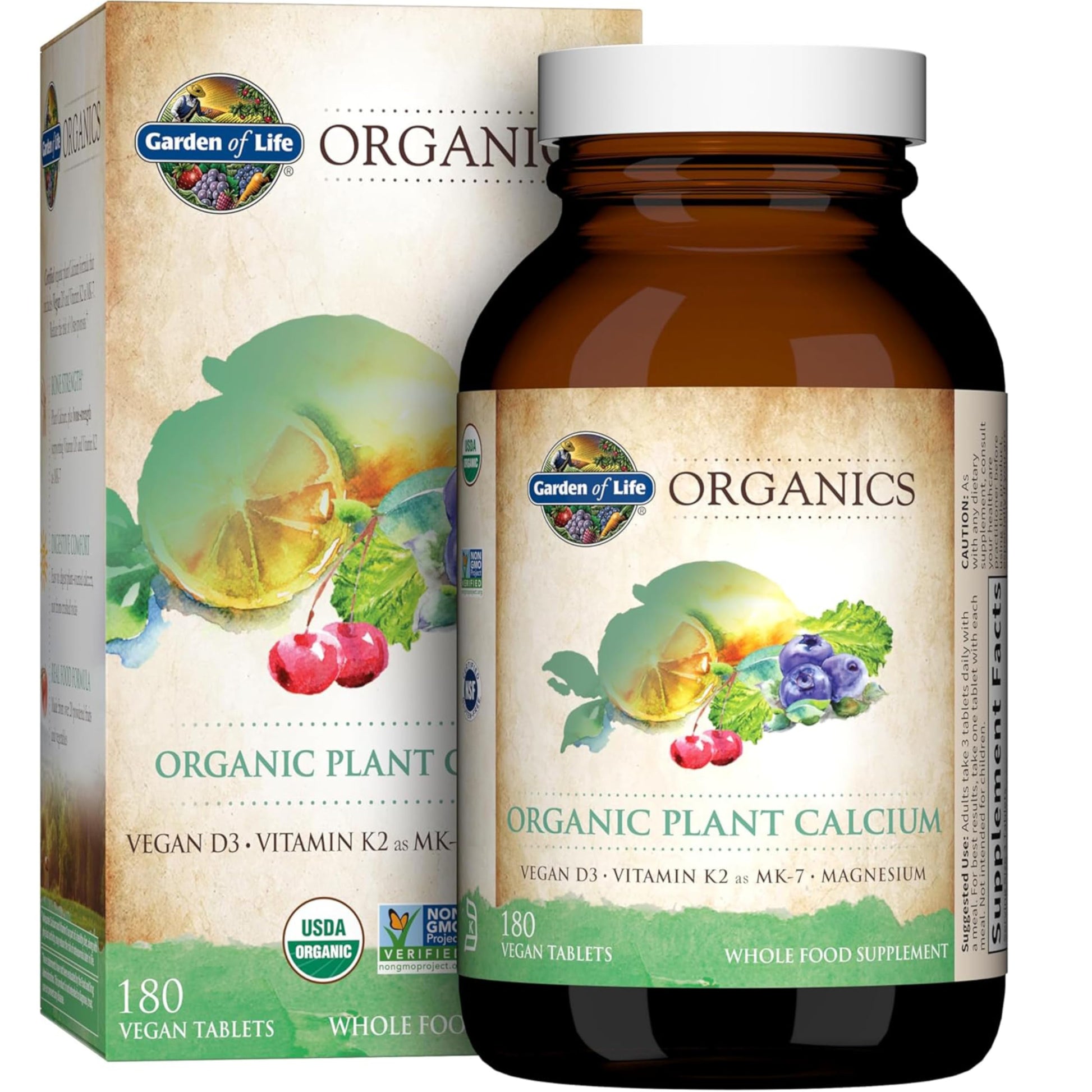 Garden of Life Calcium Supplement with Magnesium & Organic Vitamin D3 K2, Made from Whole Foods, Gluten-Free, 180 Count Garden of Life Au supplements