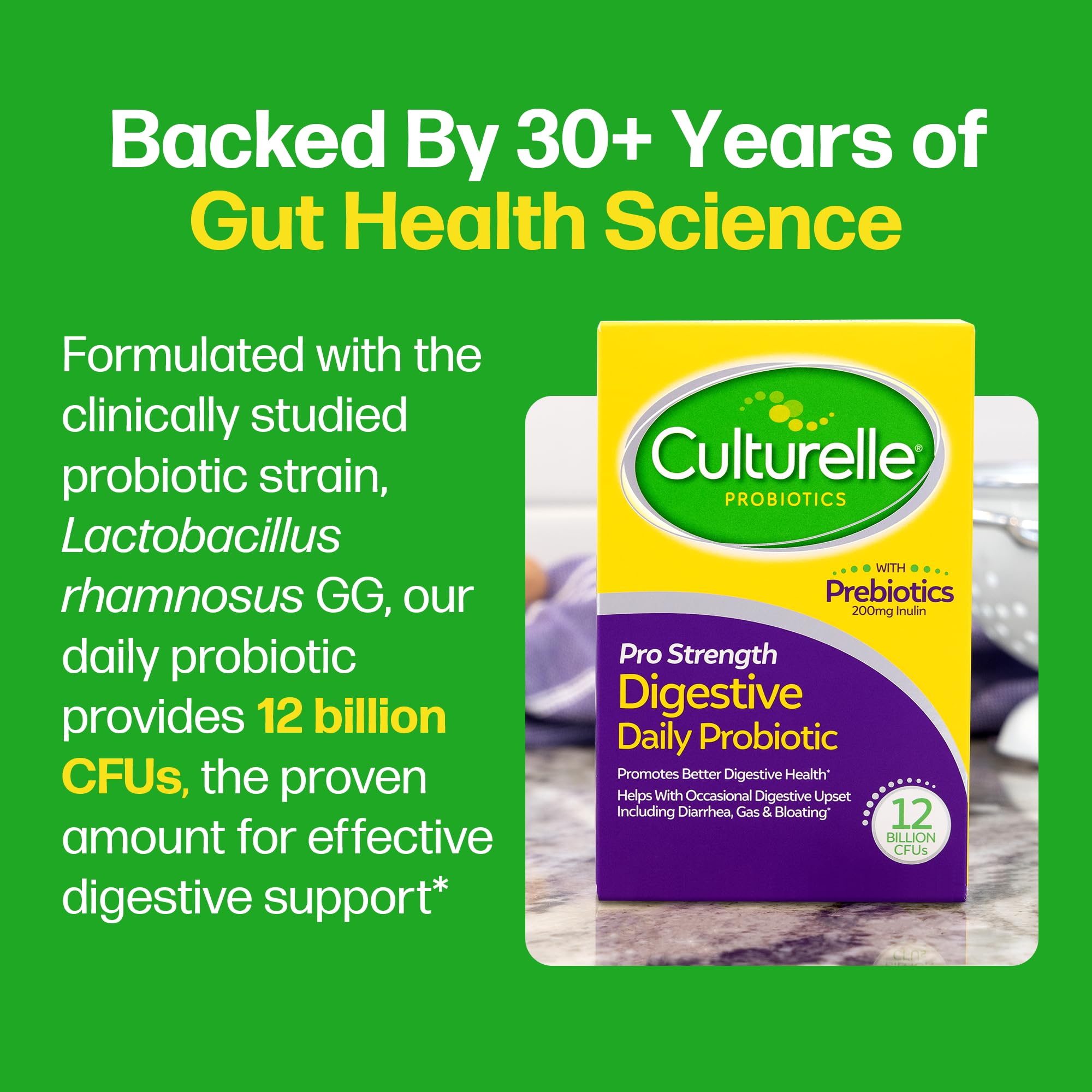 Culturelle Pro Strength Daily Probiotics For Digestive Health (2 Month Supply) with Prebiotics for Women & Men, Supports Occasional Diarrhea, Gas & Bloating, Gluten & Soy Free, 60 Count Culturelle Au supplements