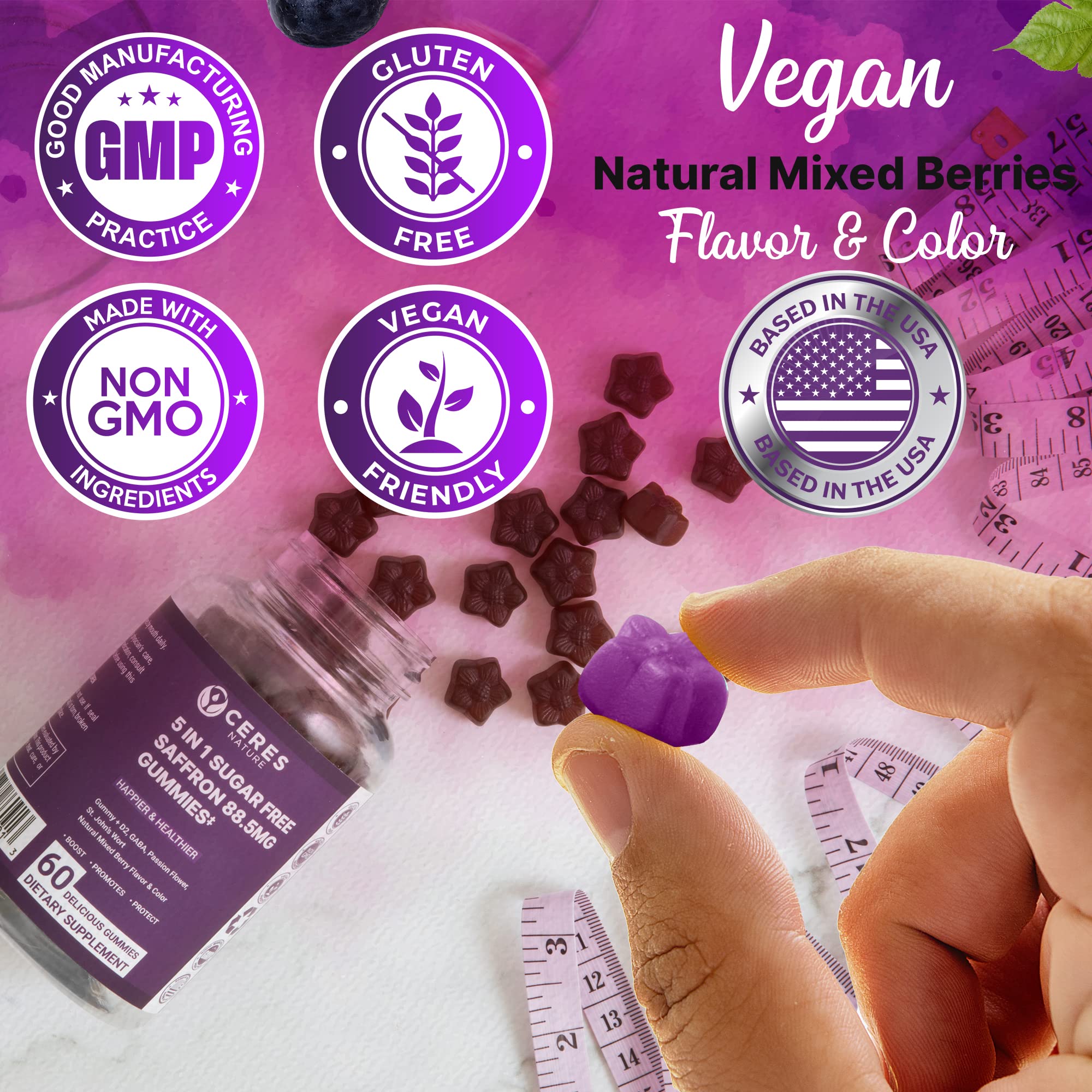 Premium Saffron Extract 88.5mg** Gummy - Appetite Control, Eye Support, Boost Energy Ceres Nature Au supplements