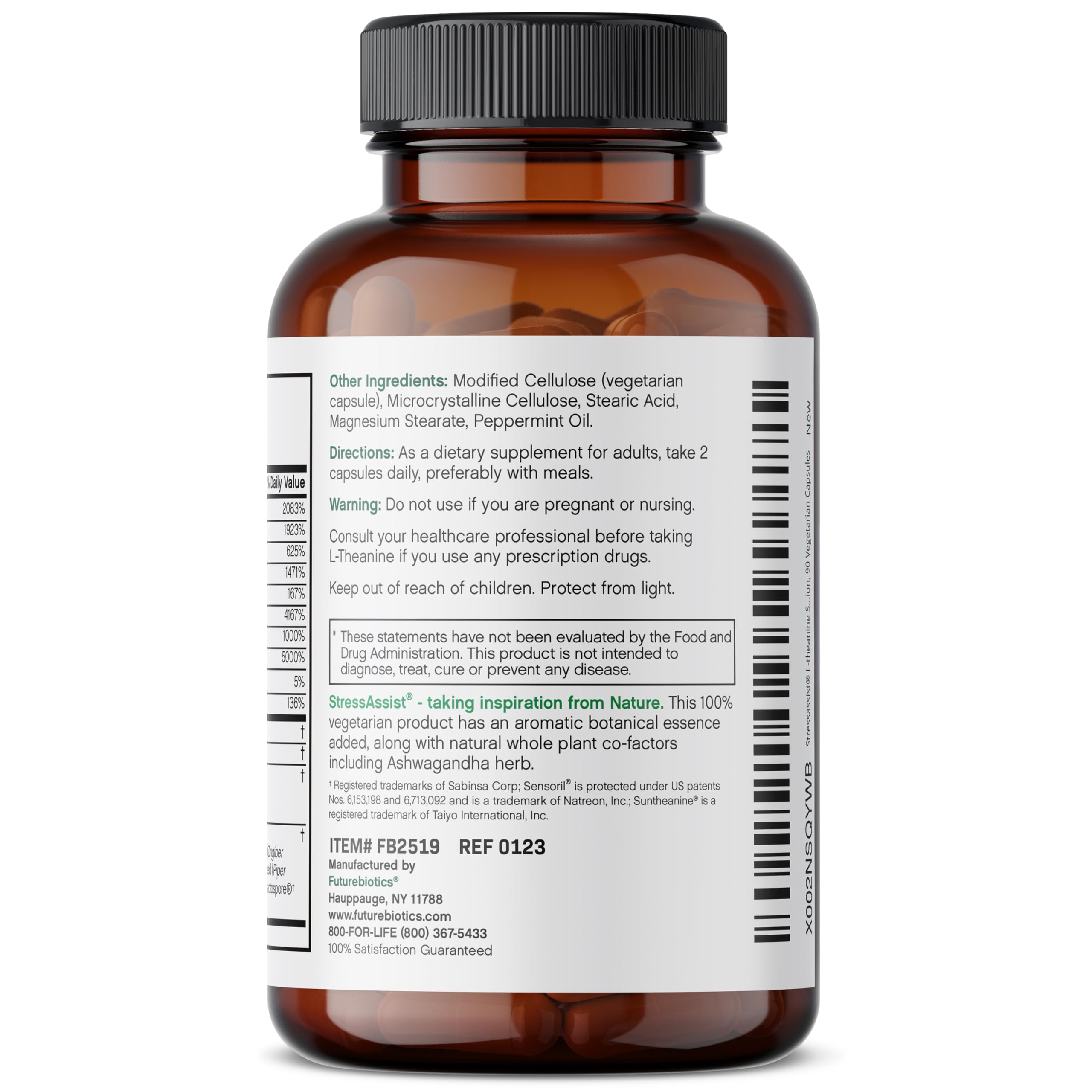Futurebiotics Stressassist L-theanine Ashwagandha and Rhodiola Rosea Stress Complex - Natural Nutritional Stress Function, 90 Vegetarian Capsules Futurebiotics Au supplements