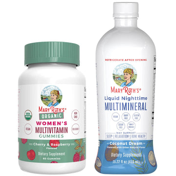 MaryRuth's Multivitamin Gummies for Women (Strawberry) & Liquid Nighttime Multimineral (Pineapple) | Clean Label Project Verified | MARYRUTH'S Au supplements