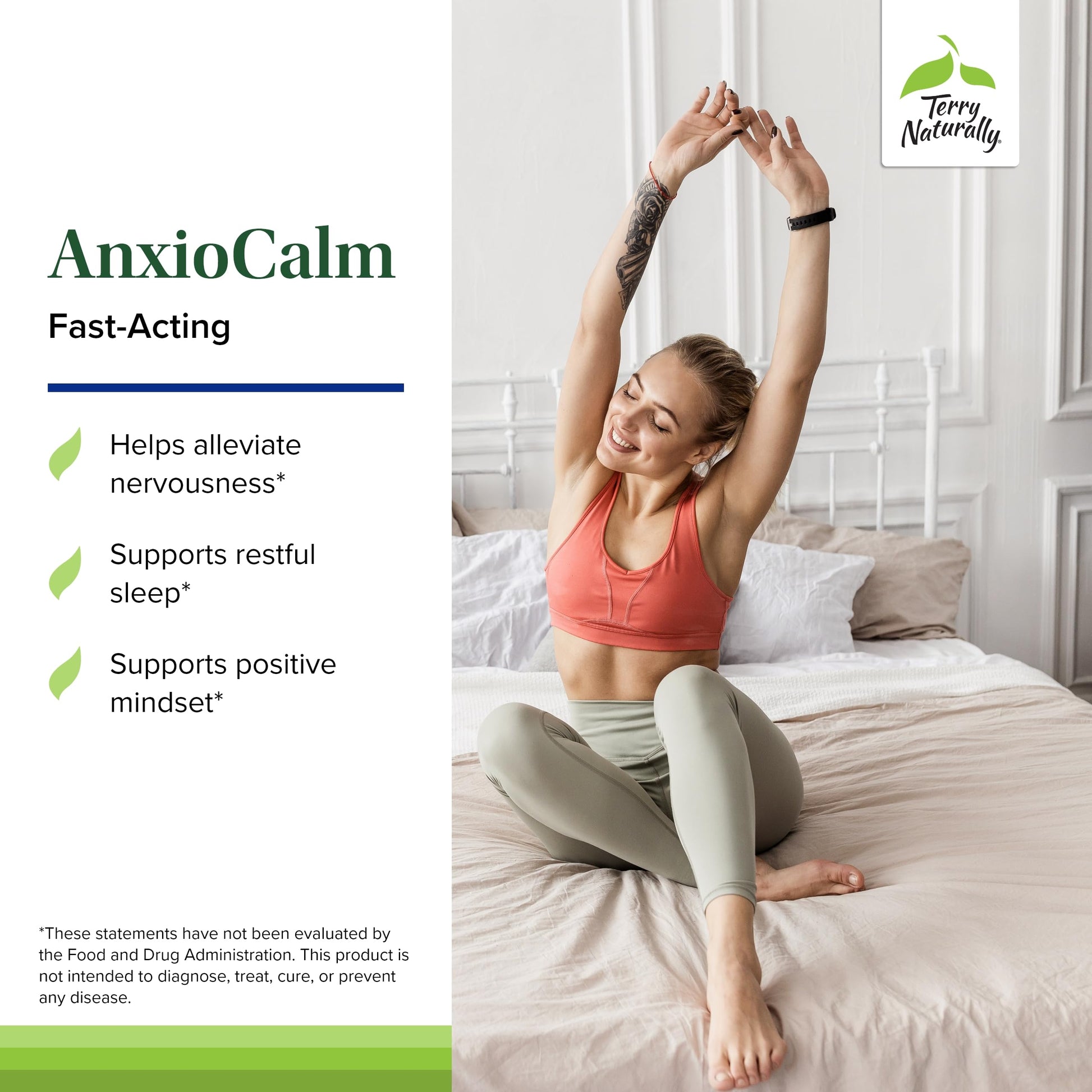 Terry Naturally AnxioCalm - Calming Support Supplement - Supports Against Occasional Tension & Aids Calm Feelings with Narrow-Leaved Coneflower - Non-Drowsy Supplement - 75 Tablets Terry Naturally Au supplements