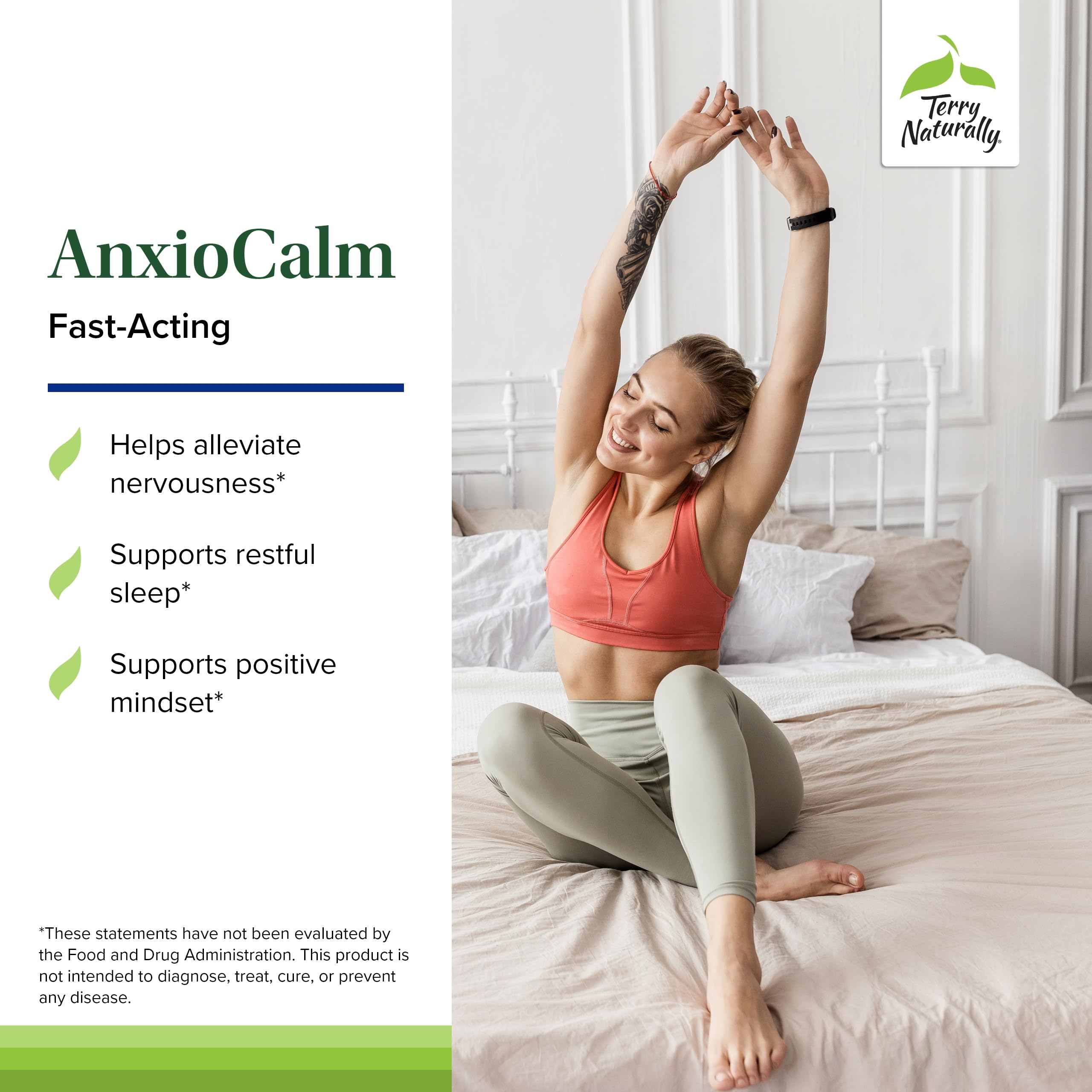 Terry Naturally AnxioCalm - Calming Support Supplement - Supports Against Occasional Tension & Aids Calm Feelings with Narrow-Leaved Coneflower - Non-Drowsy Supplement - 75 Tablets Terry Naturally Au supplements