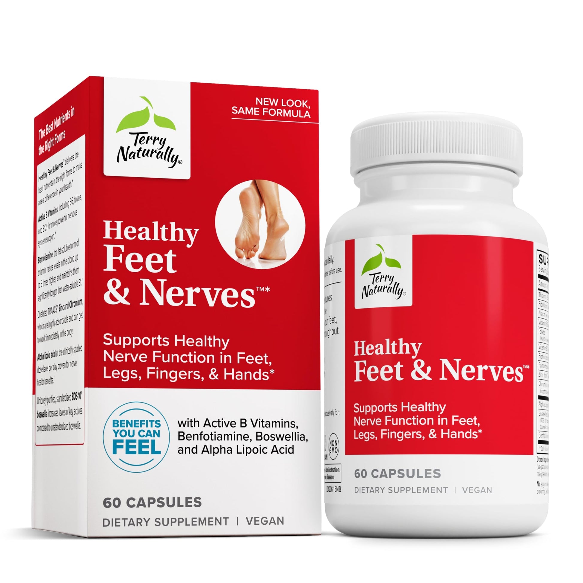 Terry Naturally Healthy Feet & Nerves - Herbal Supplement with Bioactive Vitamin B12 - Circulation & Nerve Health Support Supplement - Vegan Capsules with Boswellia Serrata - 60 Capsules Terry Naturally Au supplements