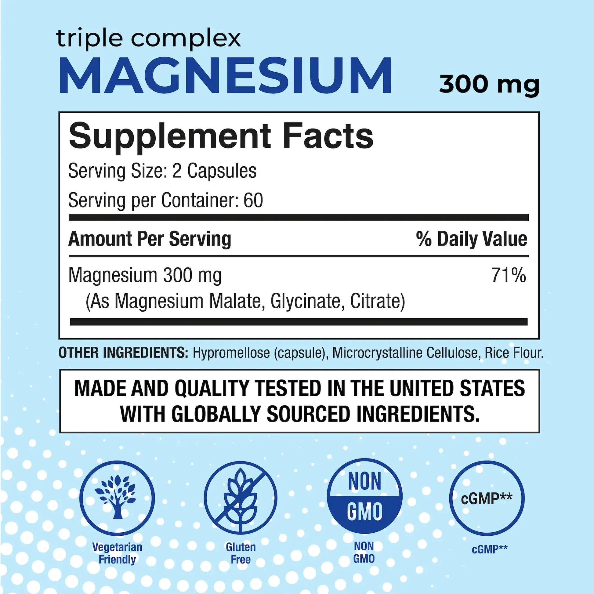Puregen Labs Triple Magnesium Complex 300mg of Magnesium Glycinate, Malate, & Citrate [High Absorption] 120 Veg Capsules | No Harmful Additives | Non-GMO, NO Gluten and Dairy P Puregen Labs Au supplements