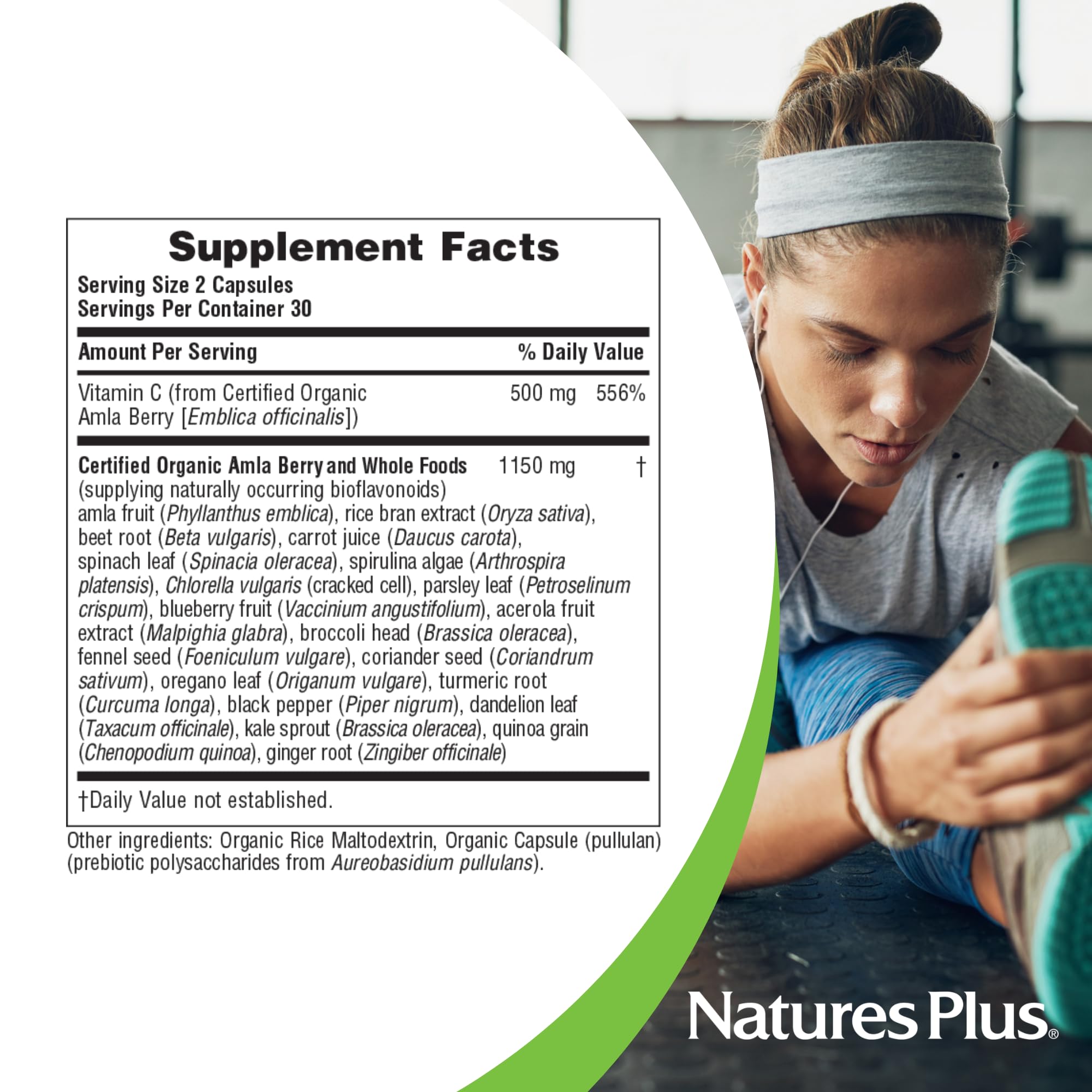 NaturesPlus Source of Life Garden Vitamin C - 60 Capsules - Immune System Support - USDA Certified Organic, Non-GMO, Vegan, Gluten Free - 30 Servings NaturesPlus Au supplements