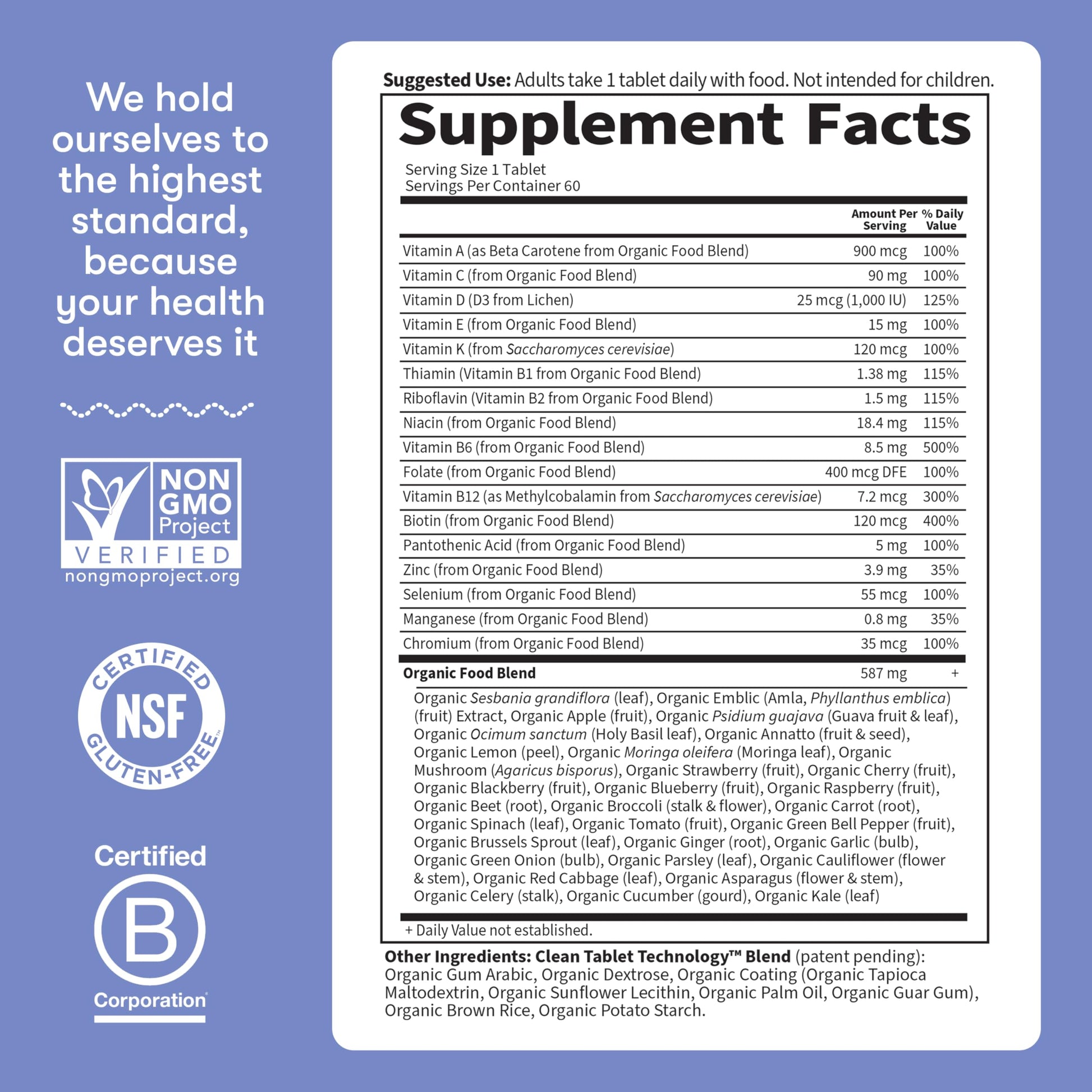 Garden of Life Once Daily Whole Food Multivitamin for Men, Organic Mens Vitamins & Minerals, Vitamin C, Zinc, Vegan, for Health & Well-Being, 60 Tablets Garden of Life Au supplements