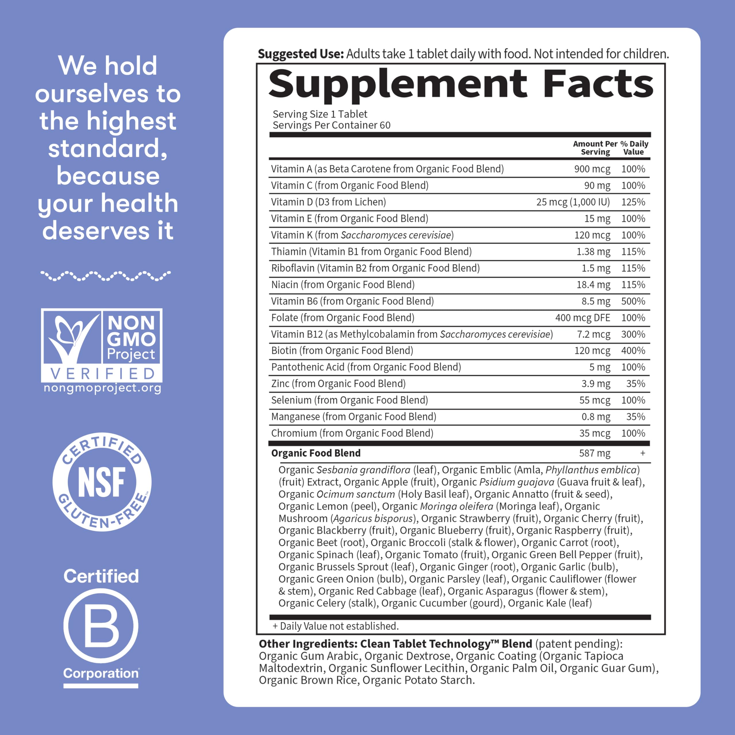 Garden of Life Once Daily Whole Food Multivitamin for Men, Organic Mens Vitamins & Minerals, Vitamin C, Zinc, Vegan, for Health & Well-Being, 60 Tablets Garden of Life Au supplements