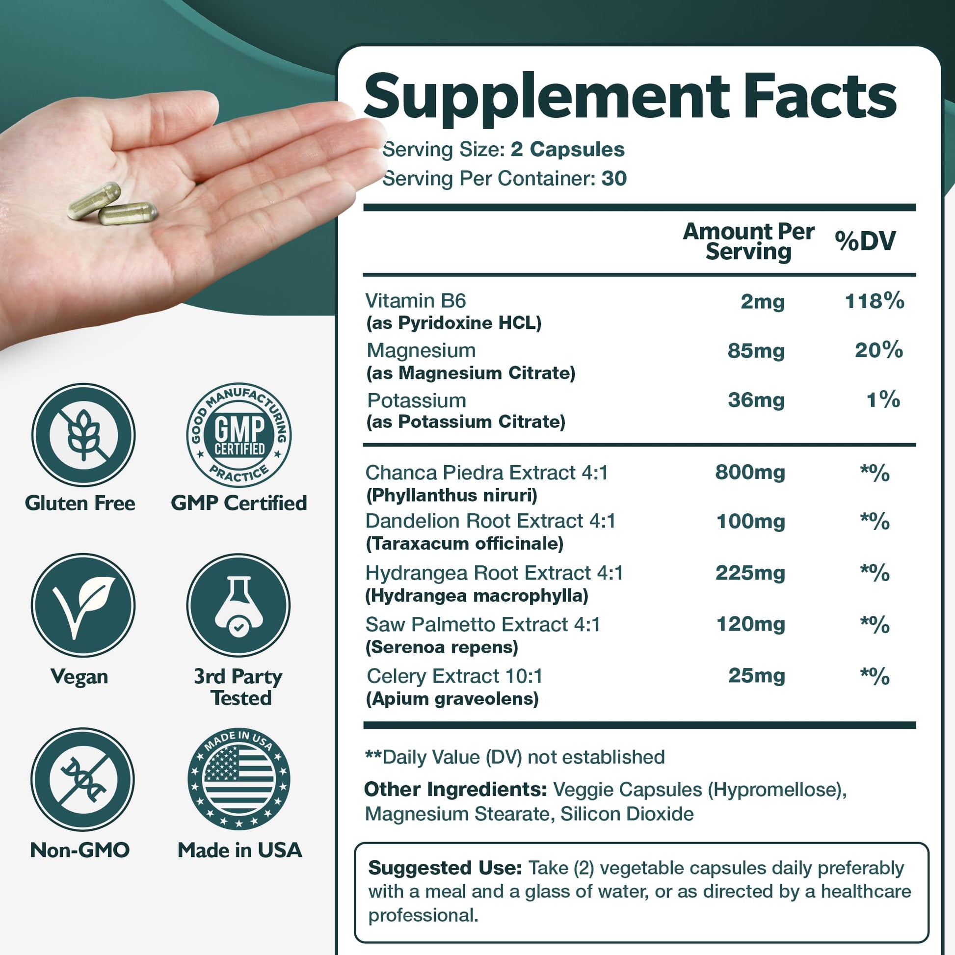 Happee Chanca Piedra Stone Breaker Kidney & Gallbladder Cleanse – Kidney Stone Dissolver & Passage Support - High Potency Phyllanthus Niruri with Magnesium, Potassium & Herbal Blend - 60 Capsules Happee Au supplements