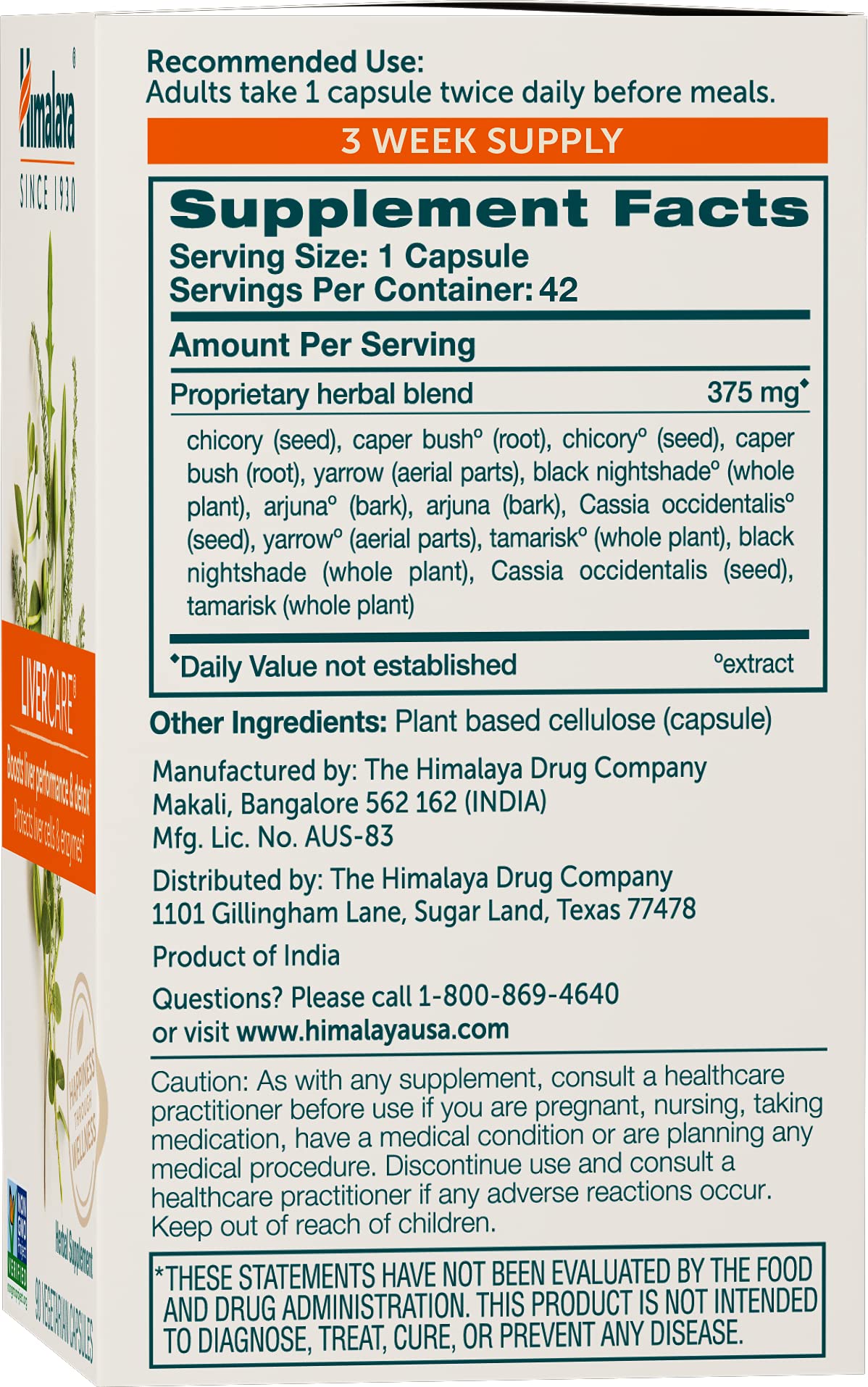 Himalaya LiverCare for Total Liver Support, Cleanse and Detox, Protects Cells & Enzymes Himalaya Au supplements