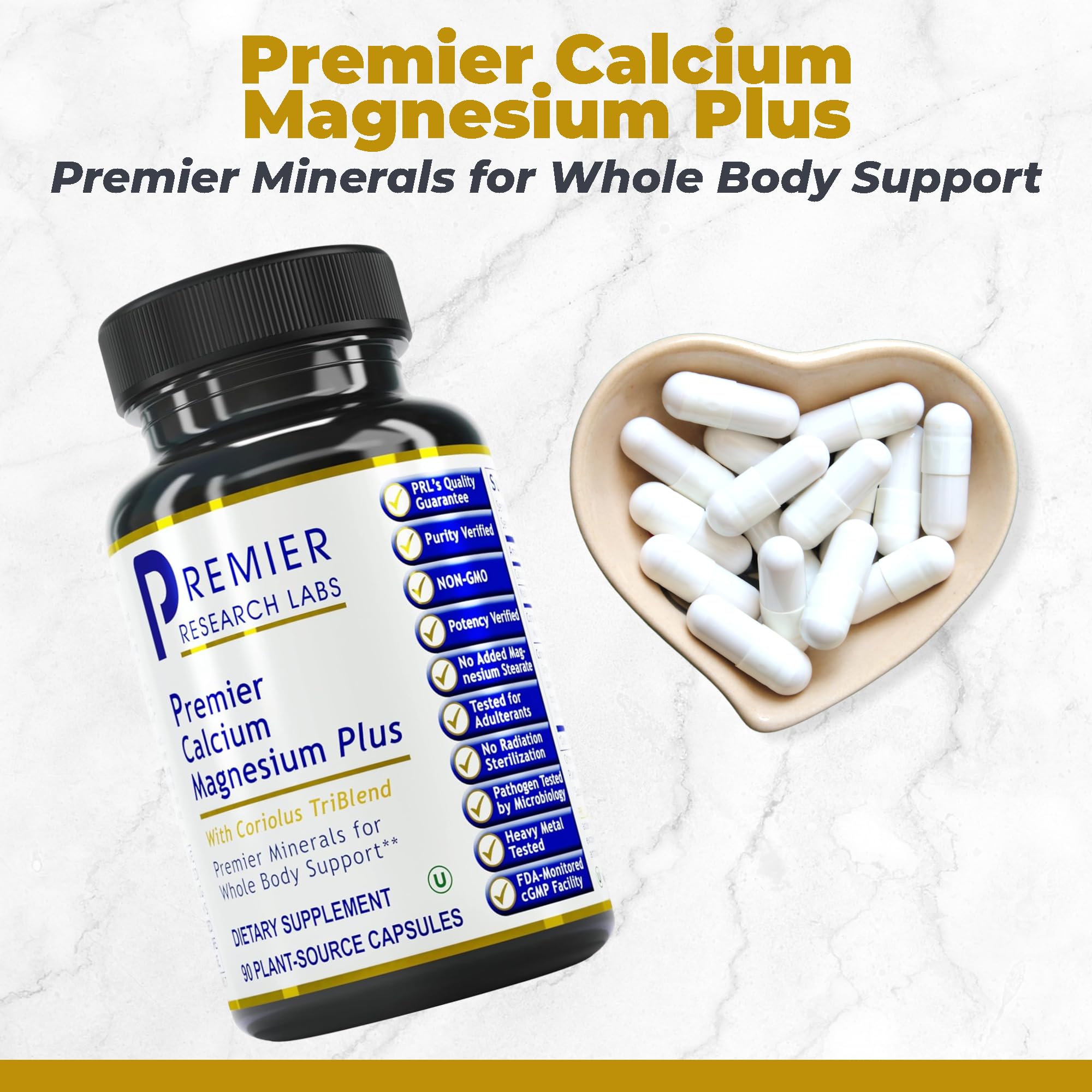 Premier Research Labs Calcium Magnesium Plus - Calcium Magnesium Supplement, Calcium Supplement for Bone Health, with Mushroom Complex - Reishi & Lions Mane - 90 Vegetarian Capsules Premier Research Labs Au supplements