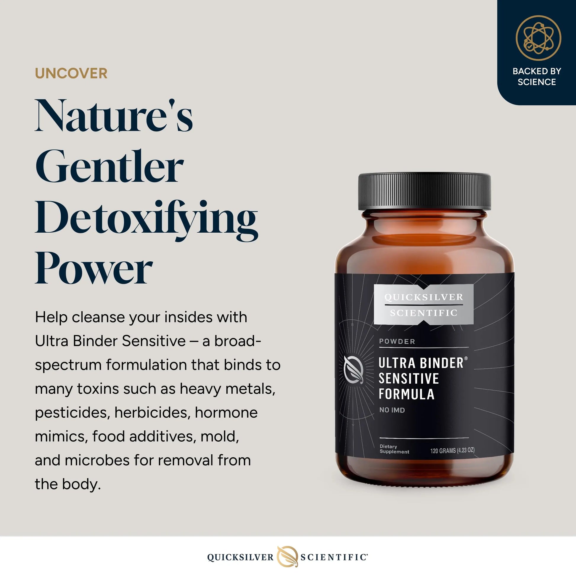 Quicksilver Scientific Ultra Binder Sensitive Formula - Gut Health Supplement with Activated Charcoal, Bentonite Clay - Cleansing Support Powder (120g) Quicksilver Scientific Au supplements