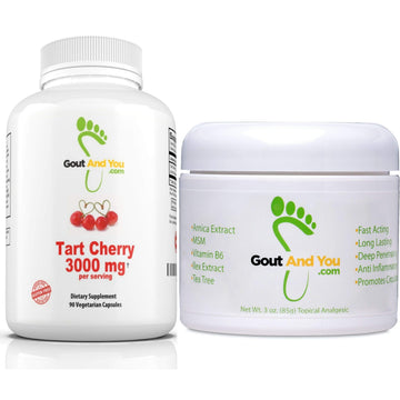 Tart Cherry Extract and Joint & Muscle Relief Cream Bundle Gout and You Au supplements