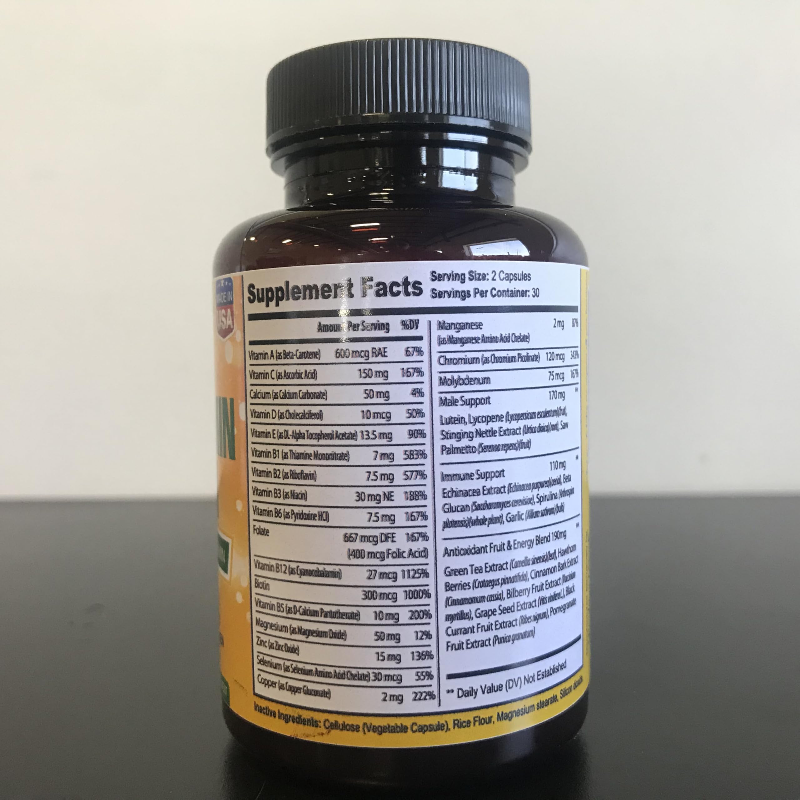Bradeson Naturals Men's Multivitamin Supplement for Energy, Focus and Performance. Mens Vitamins A, C, D, E & B12, Zinc, Calcium, Magnesium & More. Multi Vitamin 60 Capsules Made in The USA Bradeson Naturals Au supplements