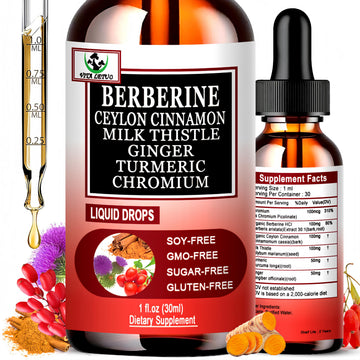 Berberine Drops, High Absorption 6-in-1 Liquid Berberine Supplement with Ceylon Cinnamon Milk Thistle Turmeric, Premium Berberine HCl for Immune Function Metabolic & Digestive Support, 30 Servings Vita letuo Au supplements