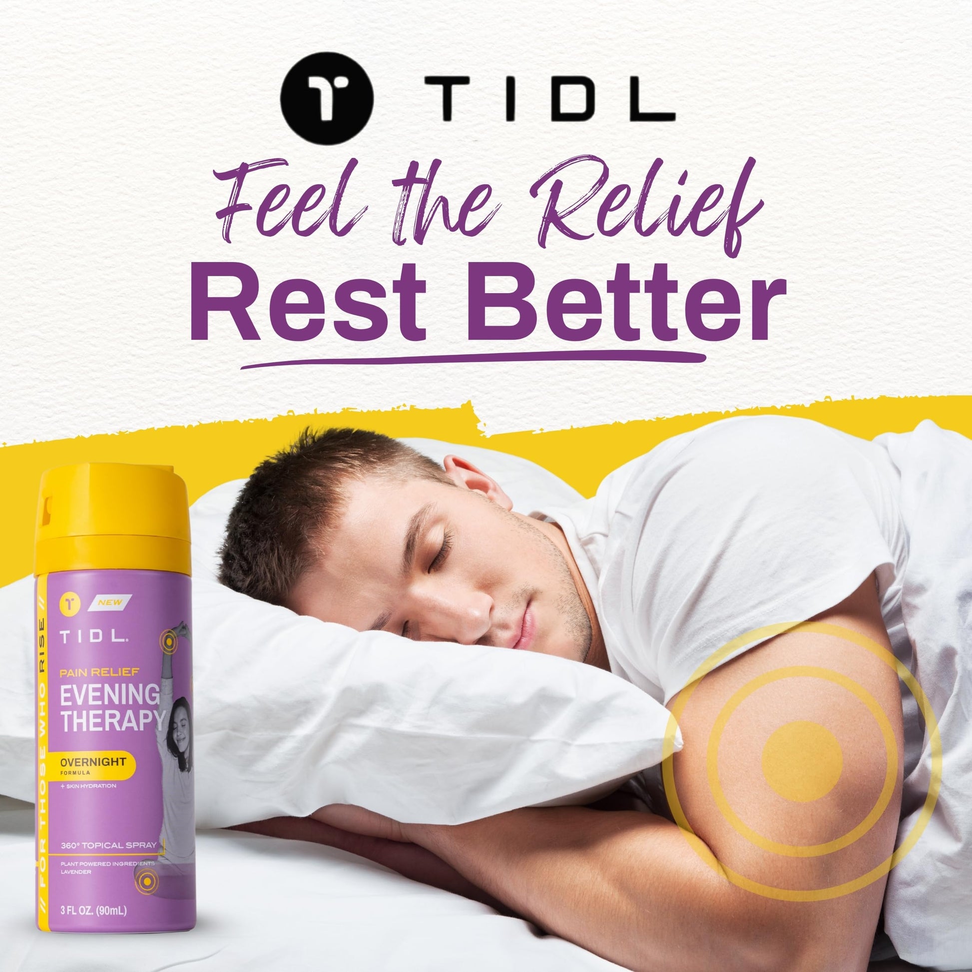 TIDL - Evening Therapy Pain Relief Spray - Fast-Acting Relief for Lower Back, Knee, Muscle & Joint Pain - Nighttime Relaxation & Skin Hydration - Lavender, Topical, Plant-Based Menthol (3oz, 1-Pack) TIDL Au supplements