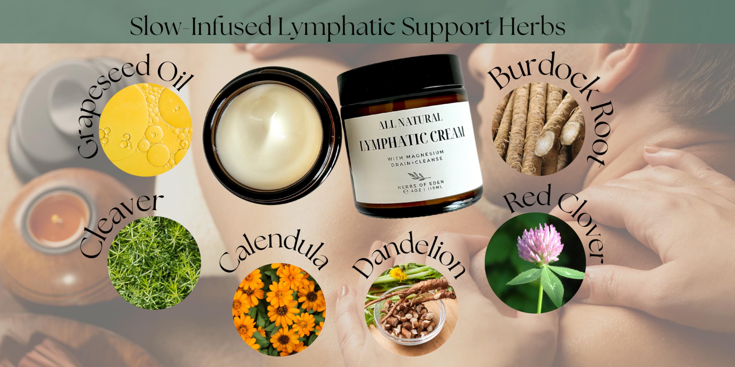 Organic Lymphatic Massage Cream with Magnesium – Natural Topical Cream | Stimulate Lymph Fluid | Family Owned, Made in USA Herbs of Eden Au supplements