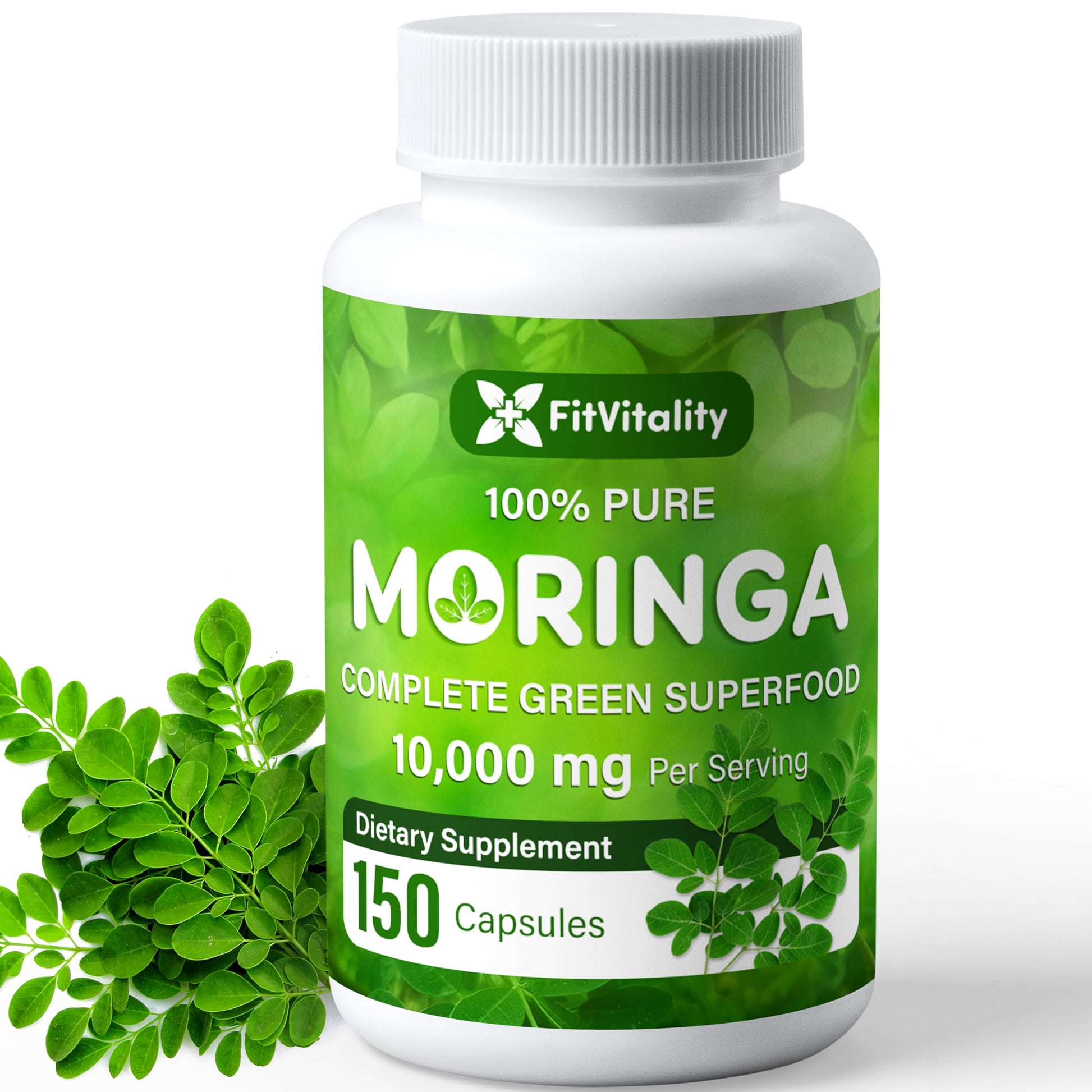 Moringa Capsules| Moringa Oleifera |10,000mg| 150 Capsules| 100% Pure| Non-GMO FitVitality Au supplements