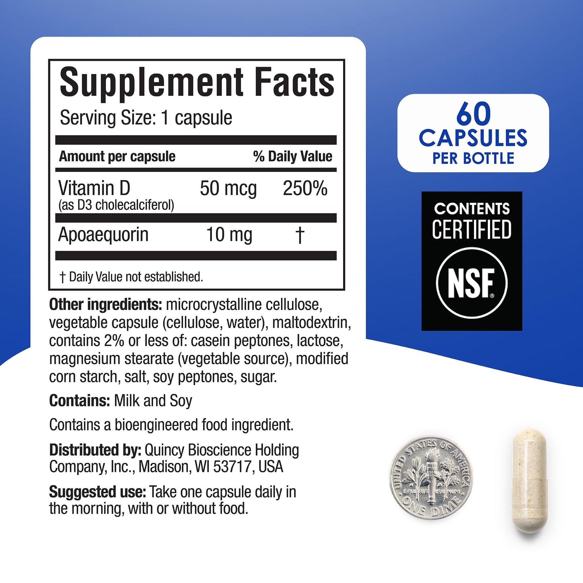 Prevagen Regular Strength - 60 Capsules (2 Month Supply) | Formulated for Your Brain | 10mg of Apoaequorin Plus Vitamin D3 Prevagen Au supplements