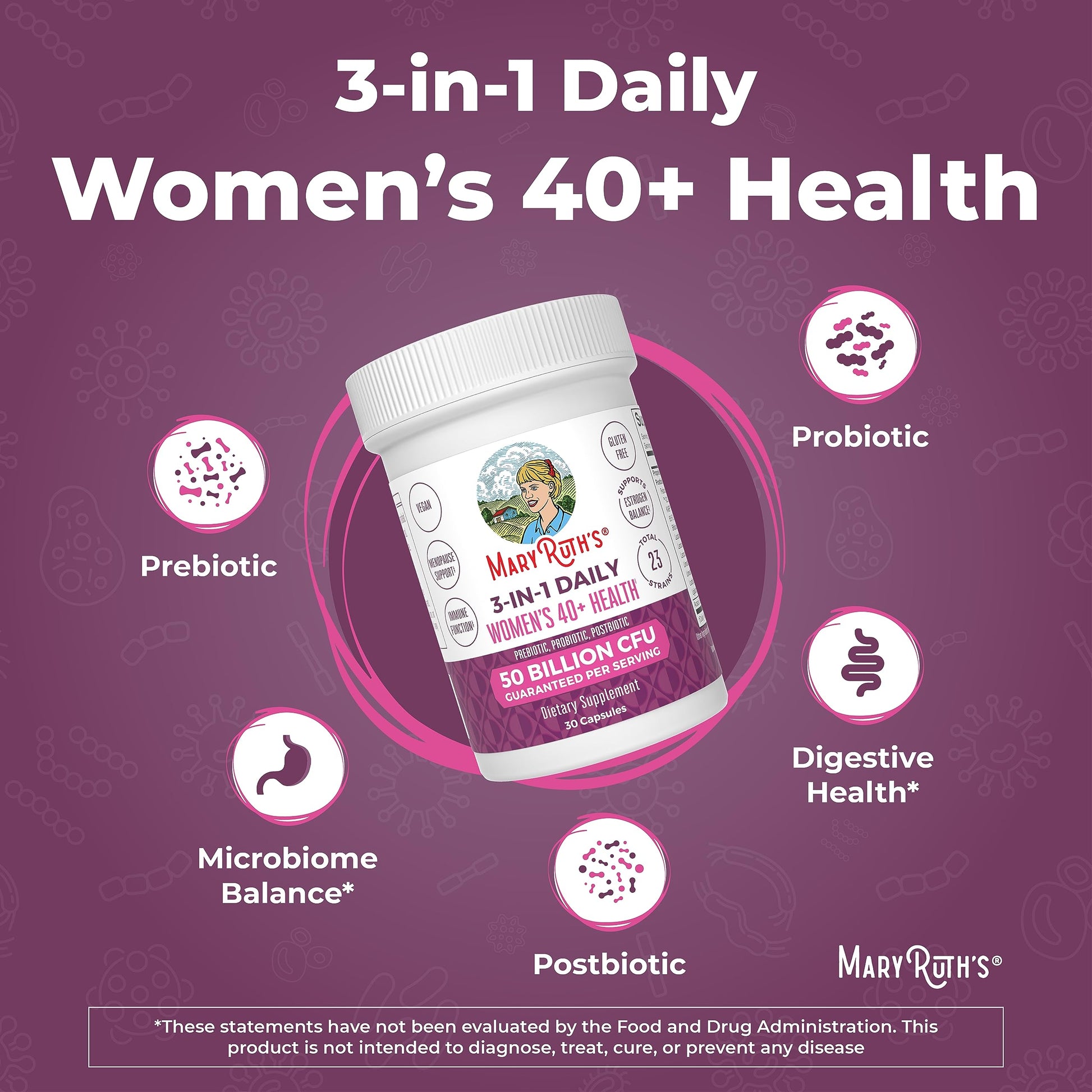 Mary Ruth's 3 in 1 Women's 40+ Health Probiotic, 30 CT MaryRuth Organics Au supplements