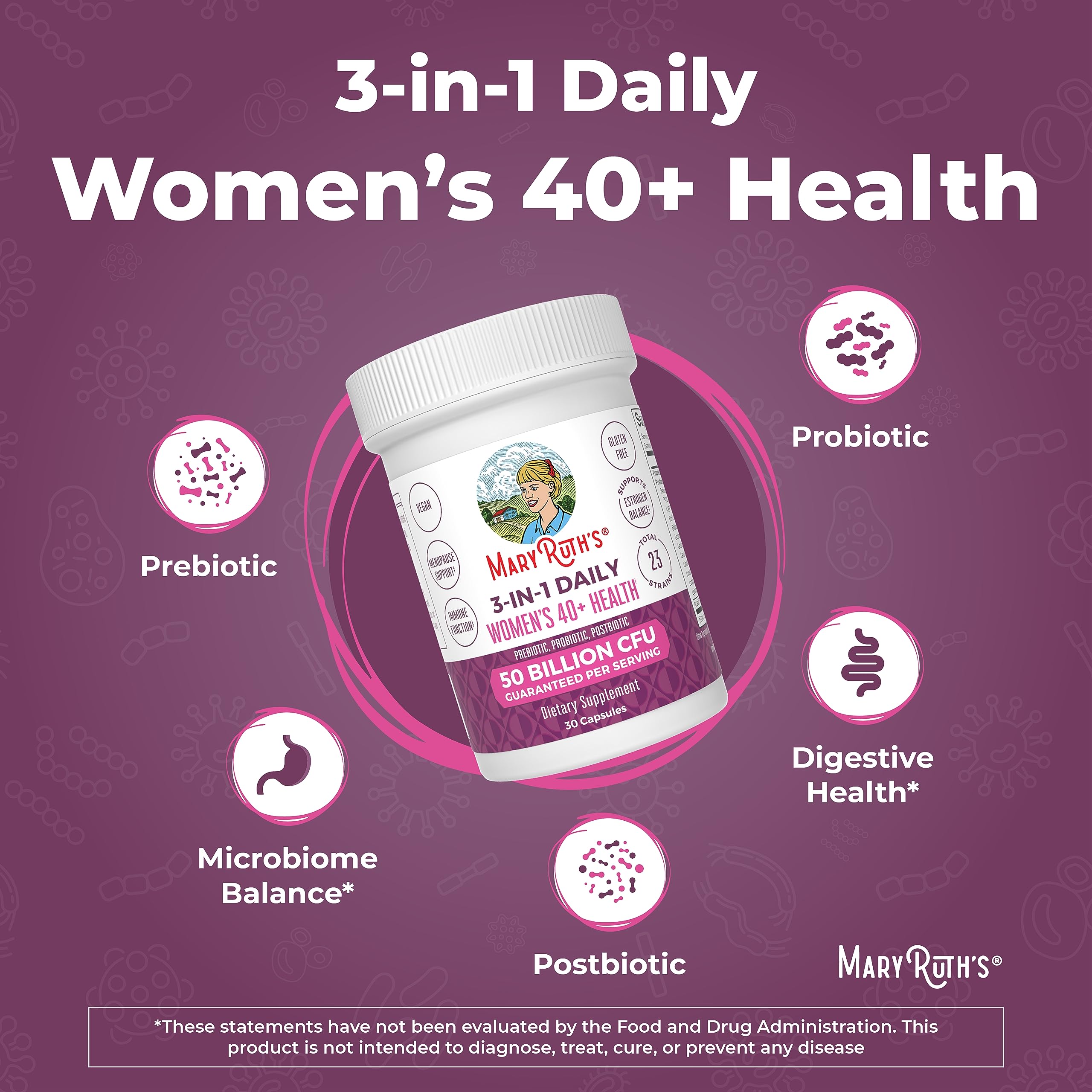 Mary Ruth's 3 in 1 Women's 40+ Health Probiotic, 30 CT MaryRuth Organics Au supplements
