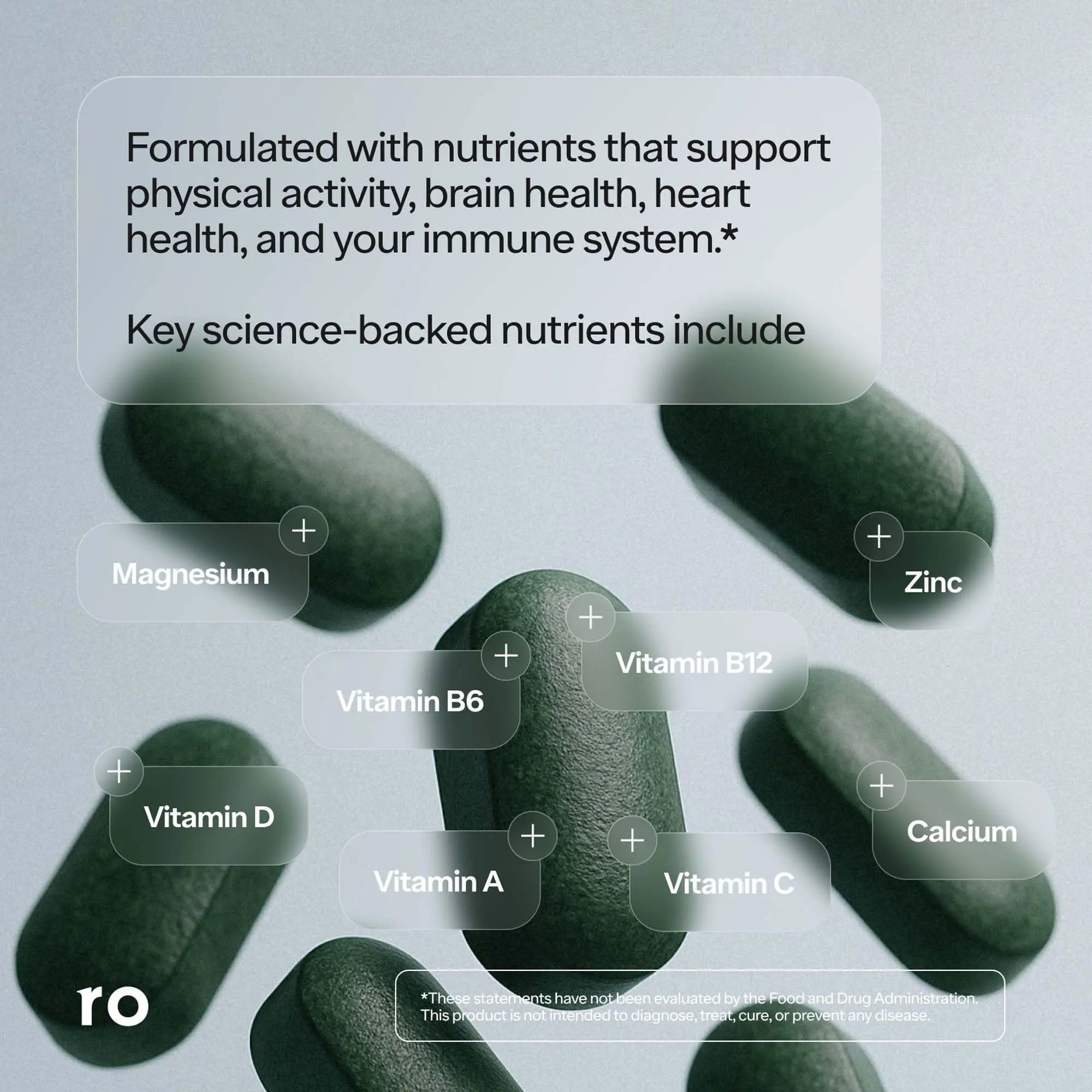 Ro Daily Multivitamin for Men | Supports Physical Activity, Brain + Heart Health, and Immune System with 23 Key Nutrients Including Calcium Ro Au supplements