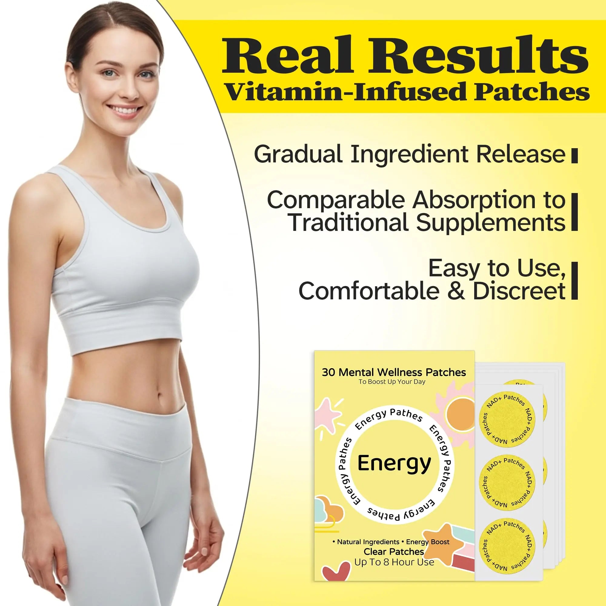 Energy Patches – 30 Plant-Based Patches with Biotin, Caffeine & Ginseng – Gentle Daily Support for Focus, Alertness & Vitality – Vegan Formula, 1 Month Supply Vitalumina Au supplements
