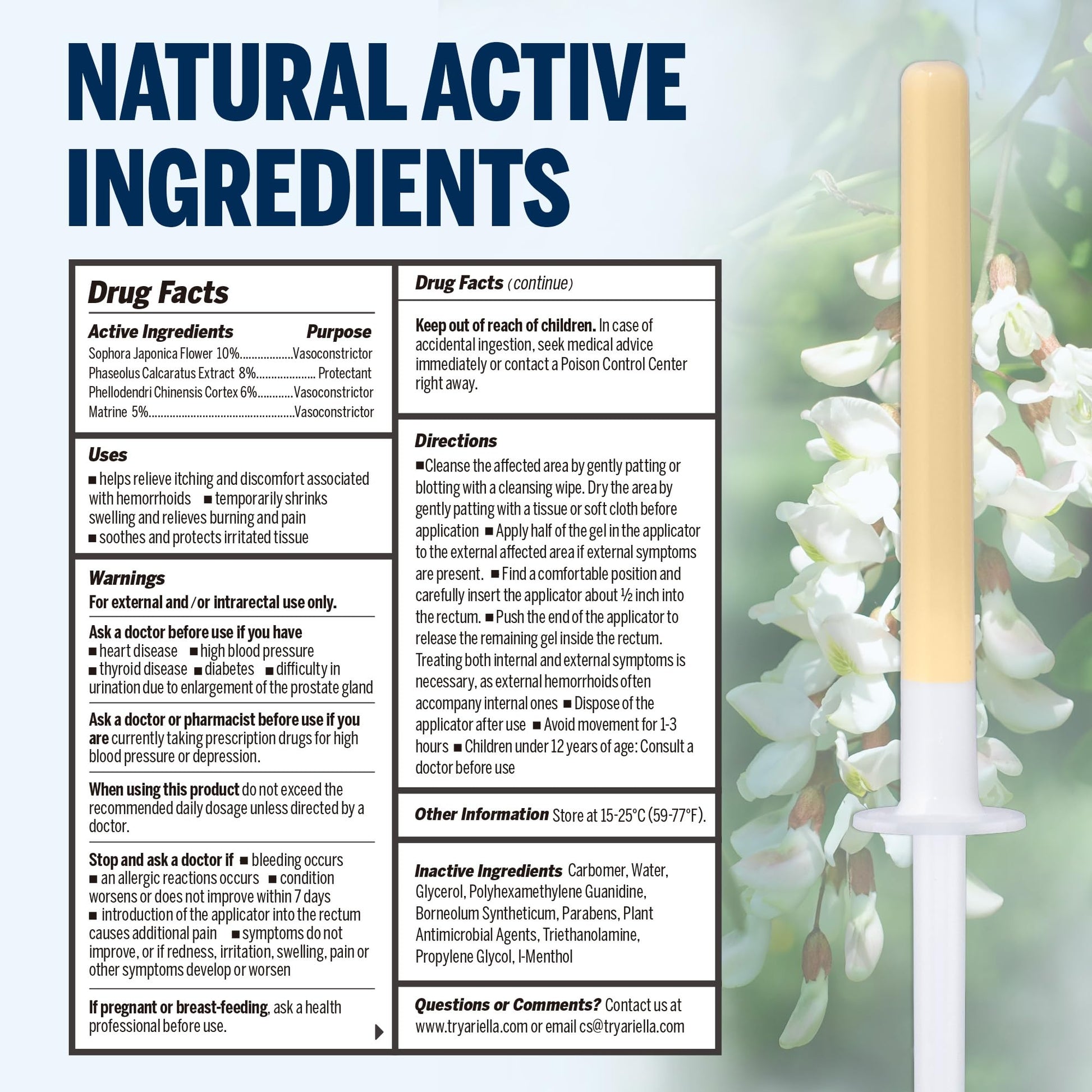 Ariella Hemorrhoid Treatment Suppository Gel: Natural & Herbal - Relieve Itching Burning Discomfort - Internal Relief - New Rounded Applicator - Nighttime Use (Pack of 12) Ariella Au supplements
