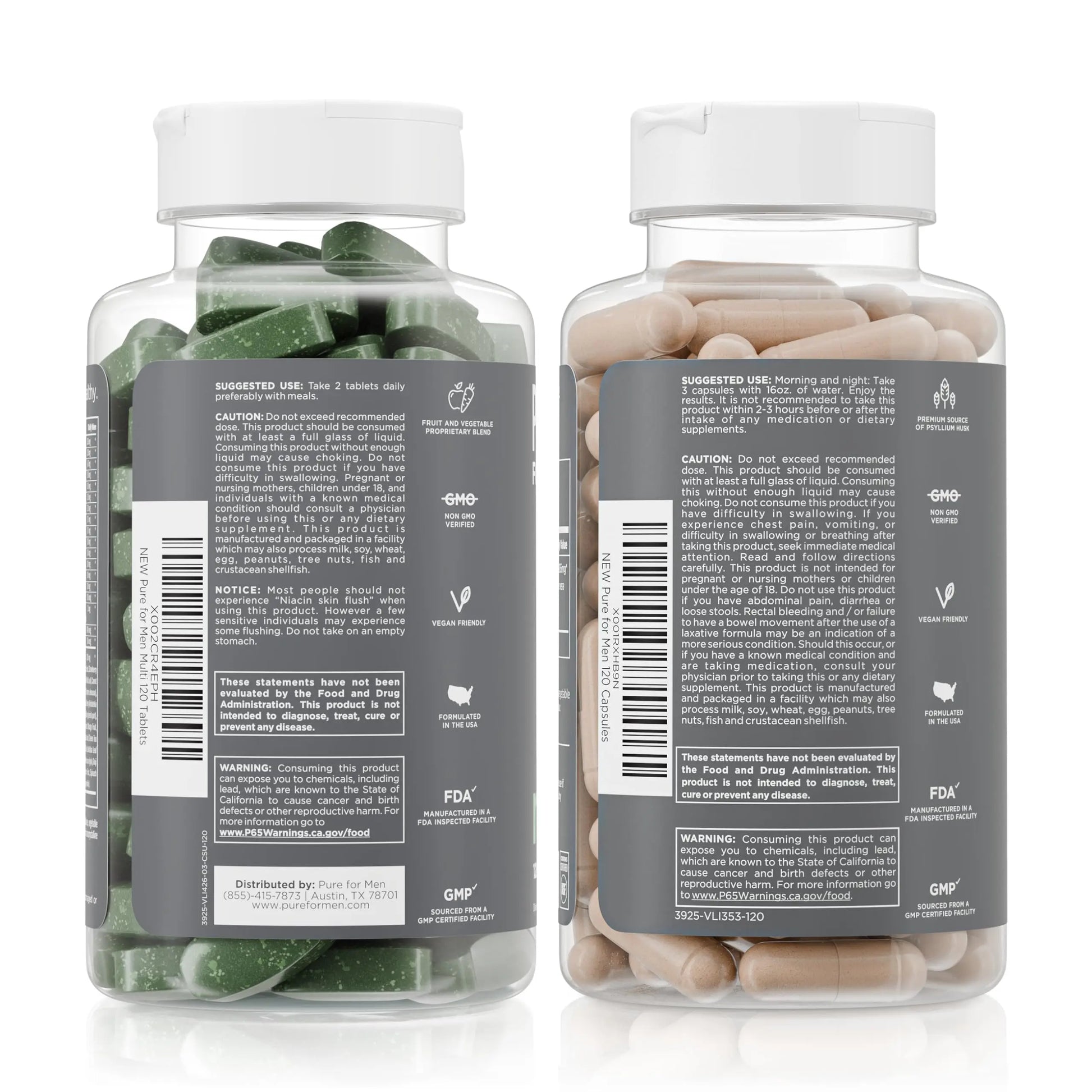 Pure for Men Original Stay Ready Fiber Supplement (120 Capsules) + Vegan Multivitamin (120 Capsules) Pure for Men Au supplements