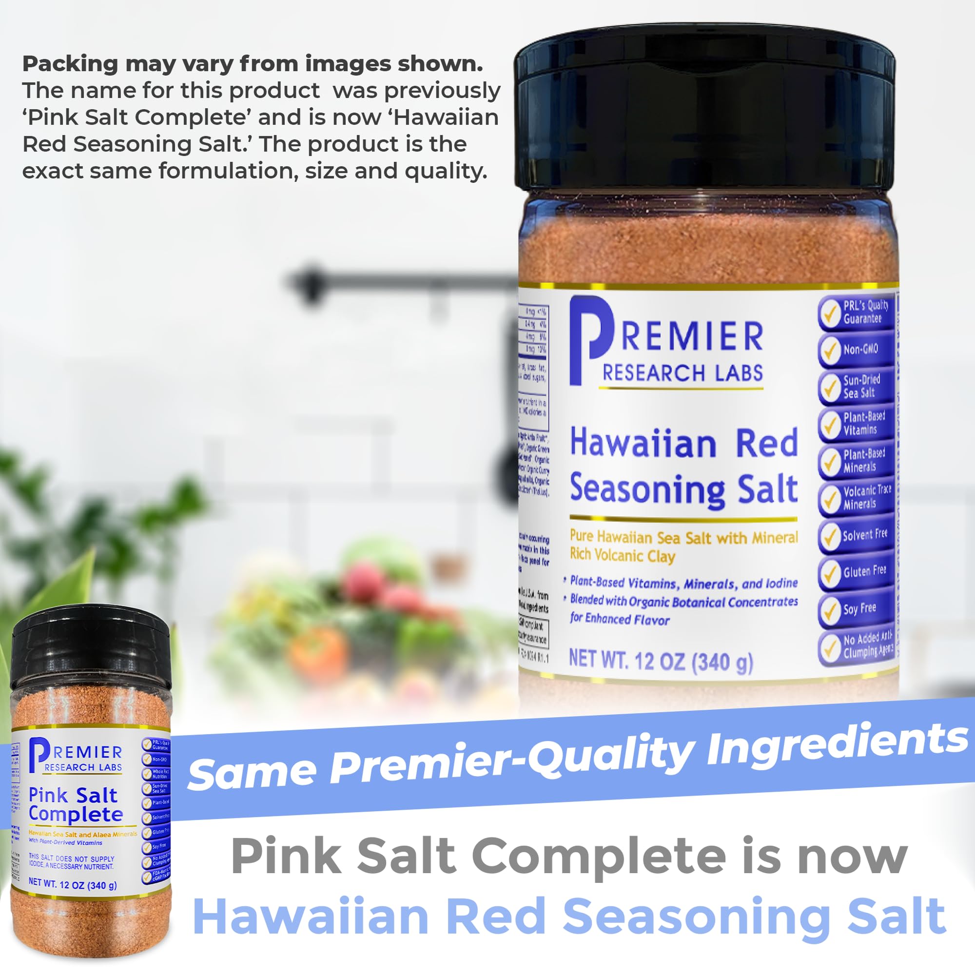 Premier Research Labs Hawaiian Red Seasoning Salt- Pink Salt, Red Hawaiian Salt, Hawaiian Red Alaea Sea Salt for Cooking, Multivitamin for Kids, Enriched with Plant-Derived Vitamins & Minerals- 12 oz Premier Research Labs Au supplements