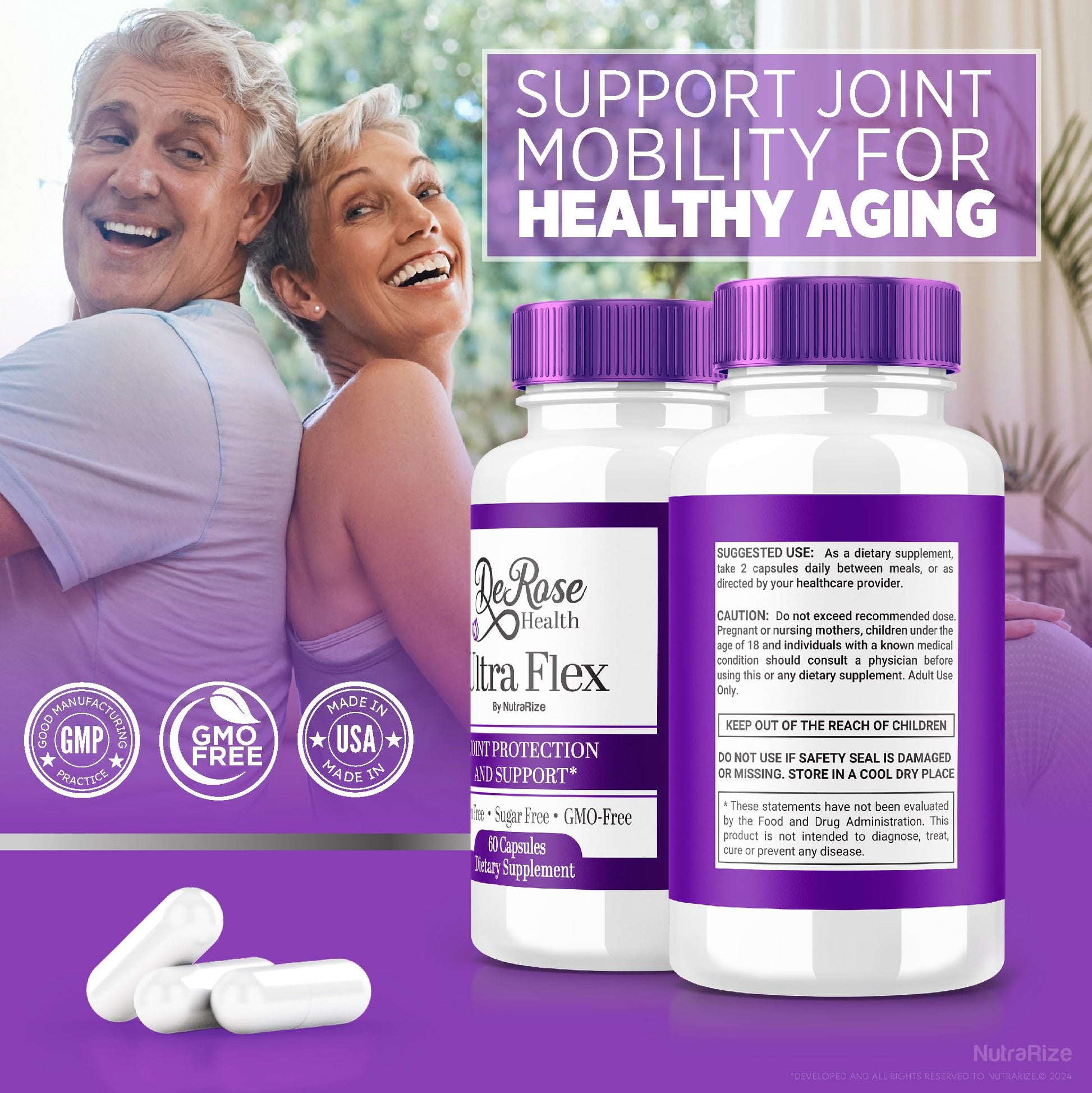 (2 Pack) Ultra Flex Capsules, Advanced Joint Support Supplement, Ultra Flex Natural Joint Health Formula, Max Strength Pills for Joint Wellness and Mobility, UltraFlex Vitamin Reviews (120 Capsules) NutraRize Au supplements
