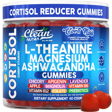 Clean Nutra Cortisol Supplement Gummies L-Theanine Magnesium Ashwagandha Apigenin Vitamin B6 Sleep and Calm Support Lavender Chicory Prebiotic Advanced Gummy Formula Clean Nutraceuticals Au supplements