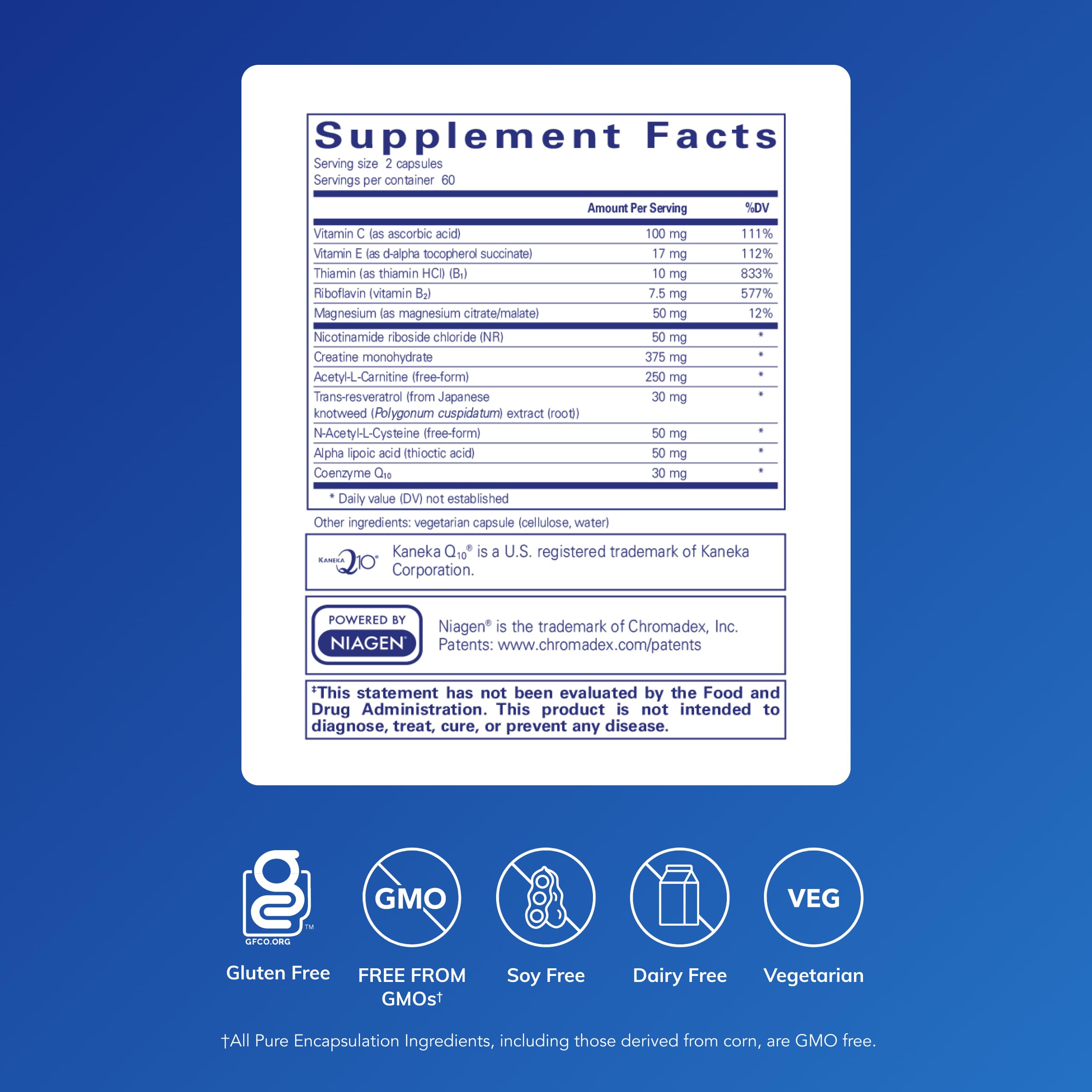 Pure Encapsulations Mitochondria-ATP - Mitochondrial Support - ATP Production Aid* - with Vitamin C, Vitamin E & Thiamin - Antioxidant Support - 120 Capsules Pure Encapsulations Au supplements