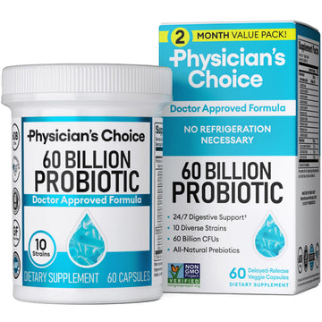 Physician's CHOICE Probiotics 60 Billion CFU - 10 Strains + Organic Prebiotics - Immune, Digestive & Gut Health - Supports Occasional Constipation, Diarrhea, Gas & Bloating - for Women & Men - 60ct Physician's CHOICE Au supplements