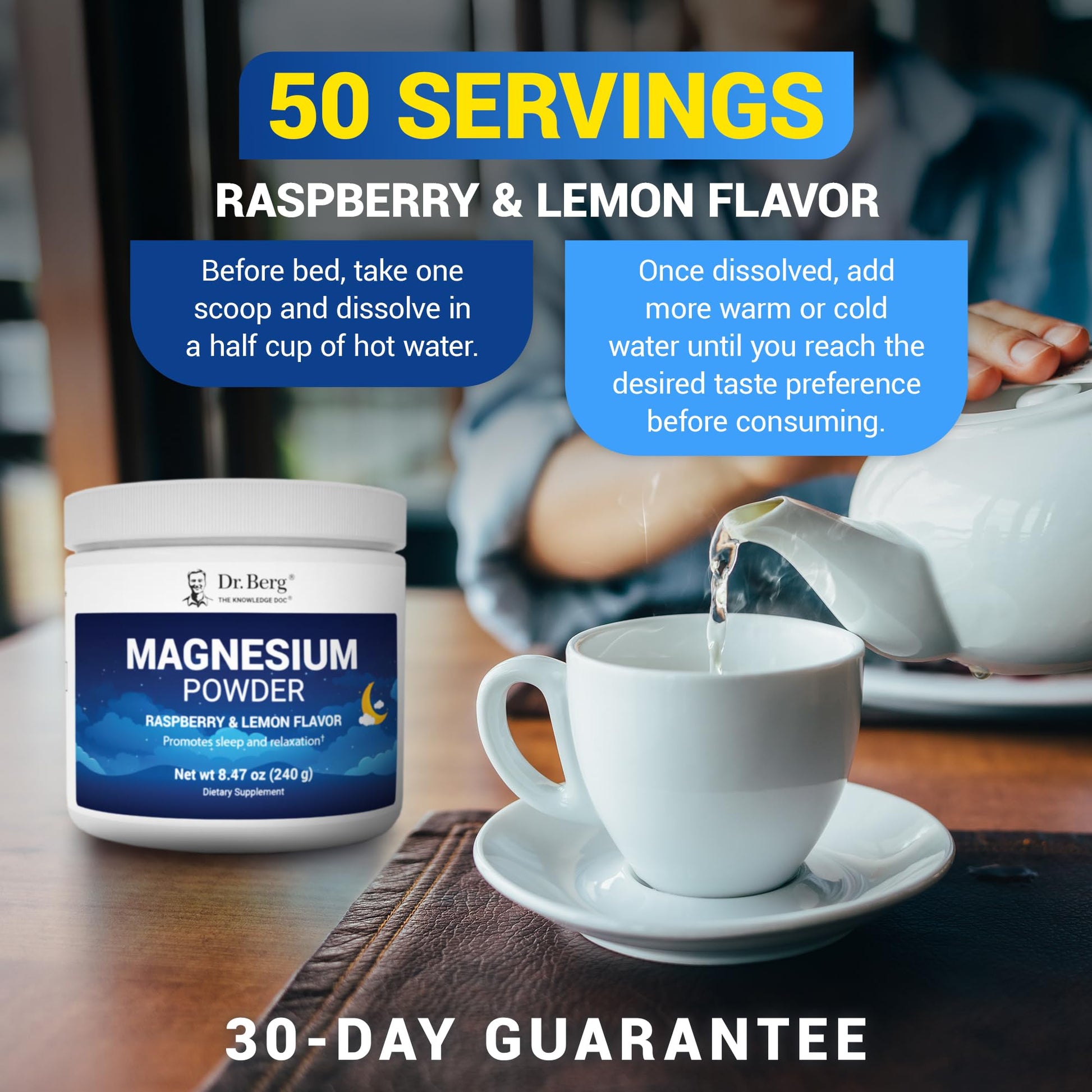 Dr. Berg Magnesium Glycinate Powder for Sleep, Relaxation, & Stress Relief - Now Includes Vitamin D3 & Zinc - Delicious Raspberry & Lemon Flavor (50 Servings) Magnesium Powder - Magnesium Drink Powder Dr. Berg Nutritionals Au supplements
