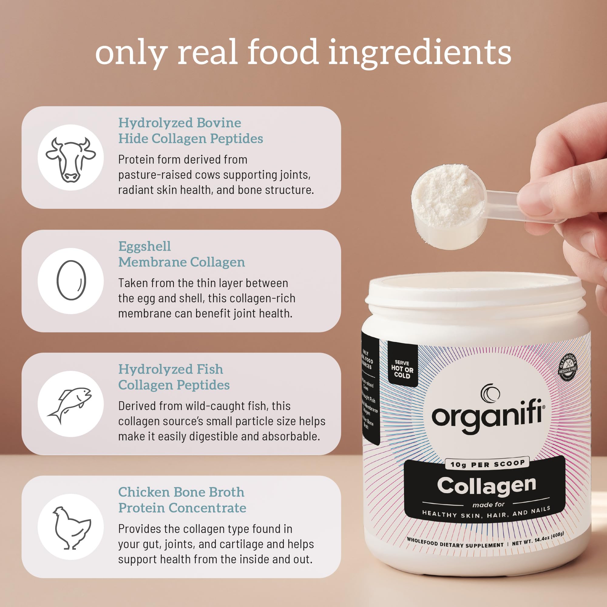 Organifi Unflavored Collagen Powder - Supports Stronger Skin, Nail, and Hair, 40 Servings Organifi Au supplements