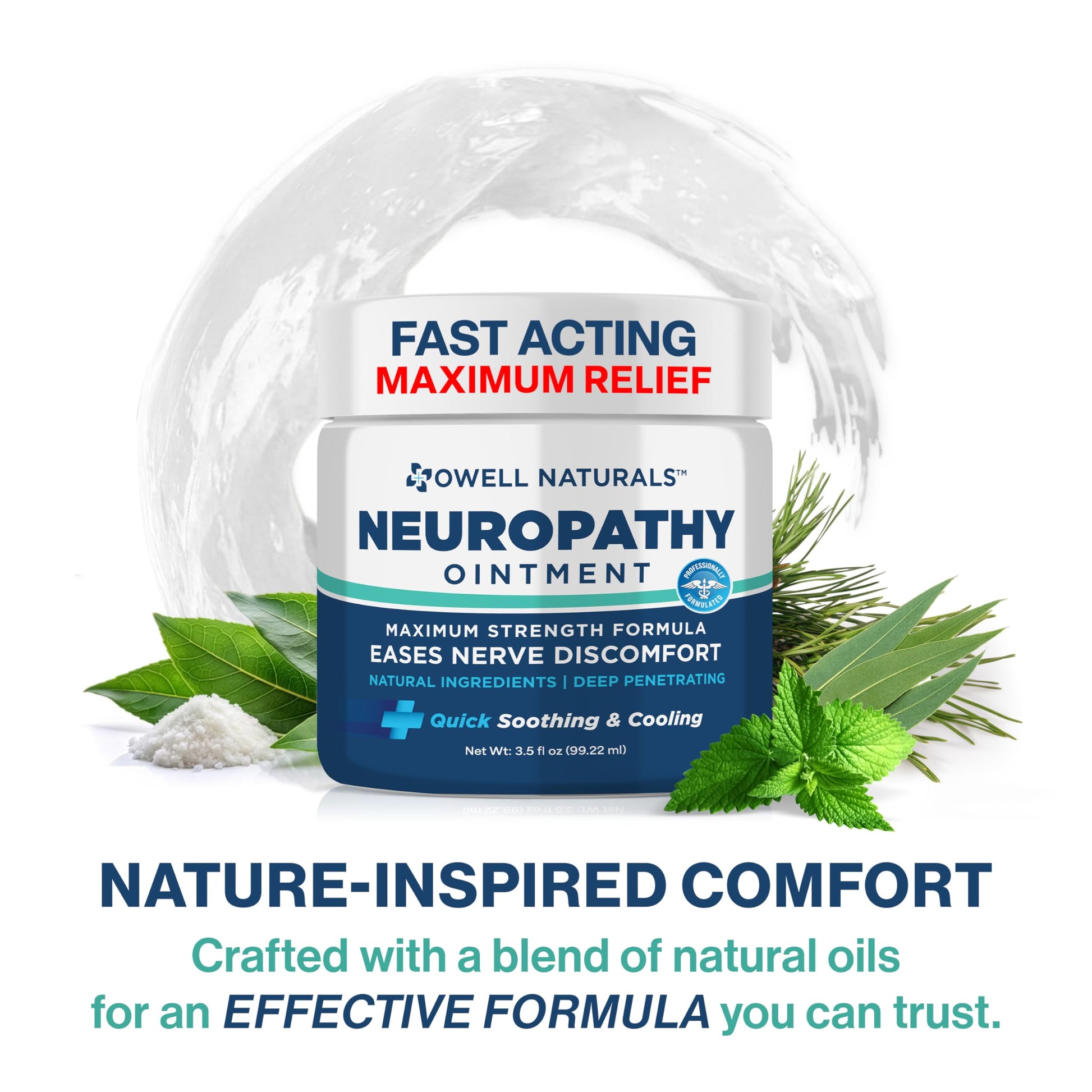 Owell Naturals Neuropathy Nerve Ointment for Feet, Fingers, Hands, Toes, Back, Legs & Arms - Fast-Acting Formula, Max Strength, Cooling Effect, 3.5 Fl Oz Owell Naturals Au supplements