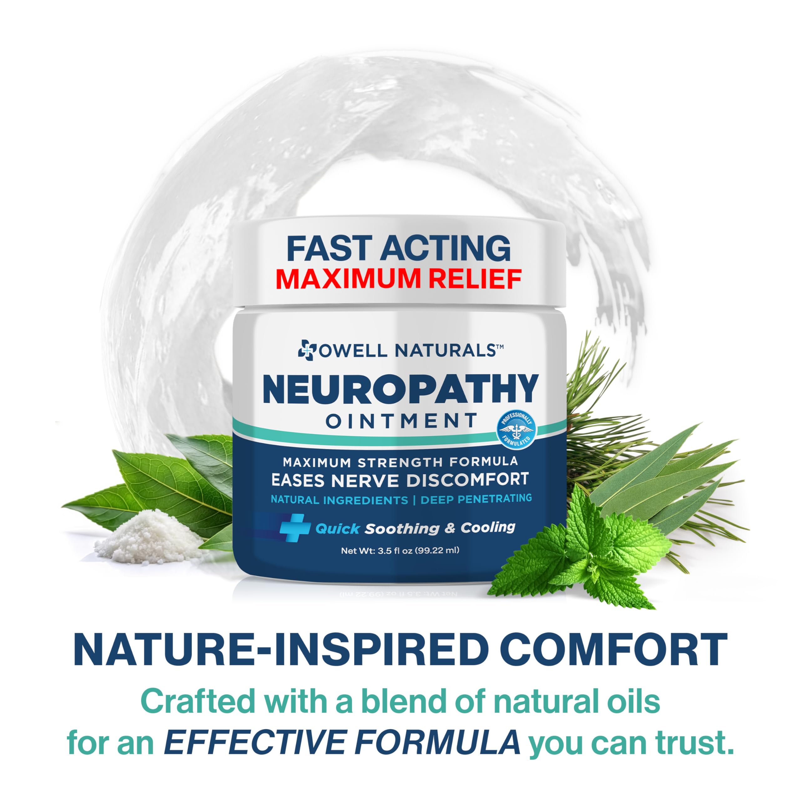 Owell Naturals Neuropathy Nerve Ointment for Feet, Fingers, Hands, Toes, Back, Legs & Arms - Fast-Acting Formula, Max Strength, Cooling Effect, 3.5 Fl Oz Owell Naturals Au supplements