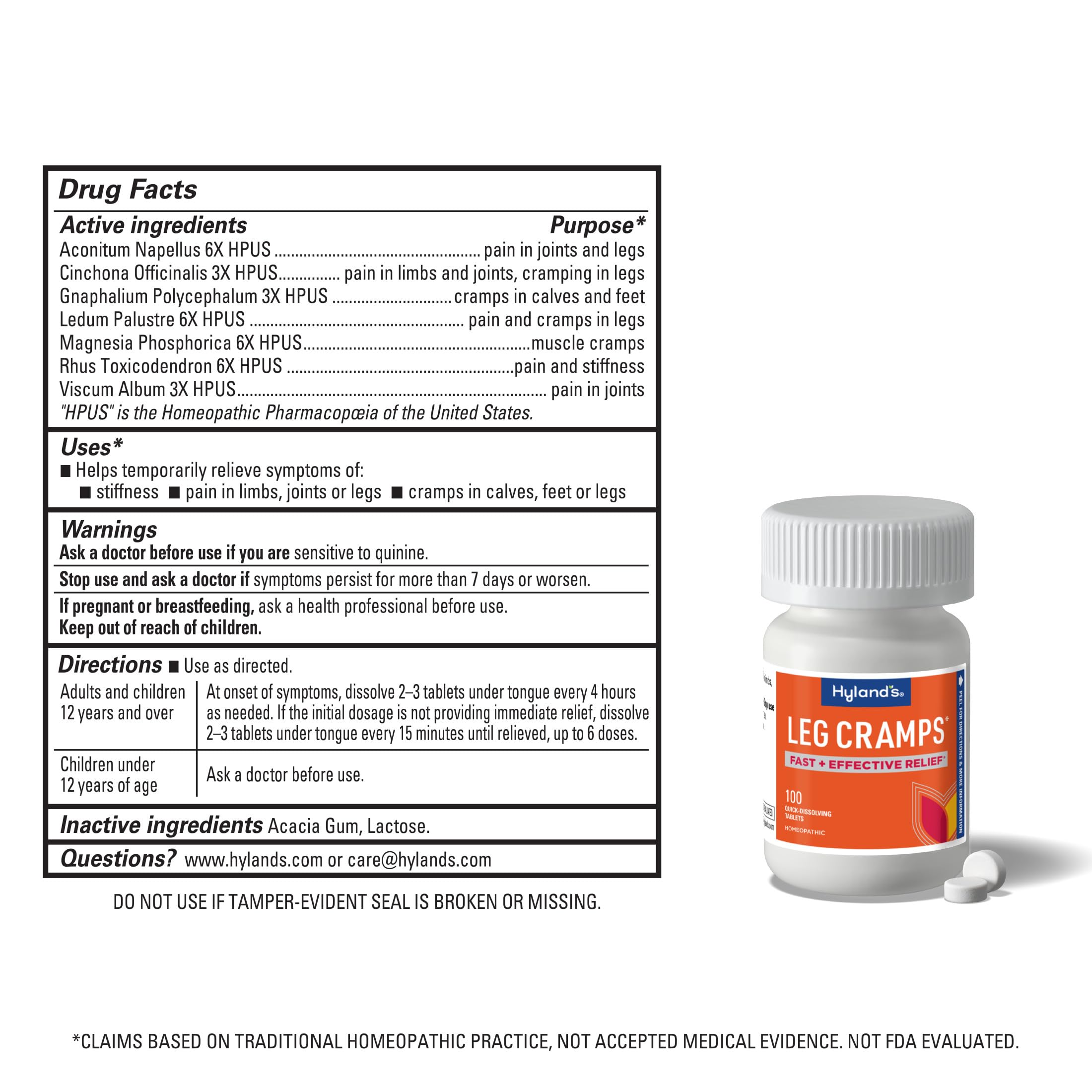 Hyland's Leg Cramps, Relief of Leg, Calf, Charley Horses, and Foot Cramps, 100 Quick-Dissolving Tablets Hyland's Au supplements