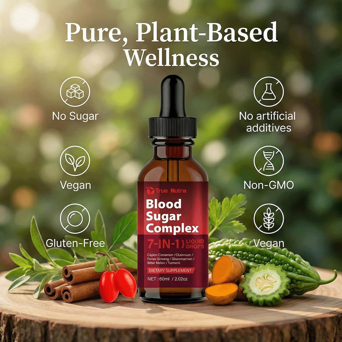 true nutra Blood Sugar Complex, 7-in-1 Formula Blood Sugar Support Supplement with Berberine, Ceylon Cinnamon, Chromium, Bitter Melon, Turmeric, Ginseng, Glucomannan (1PCS) true nutra Au supplements