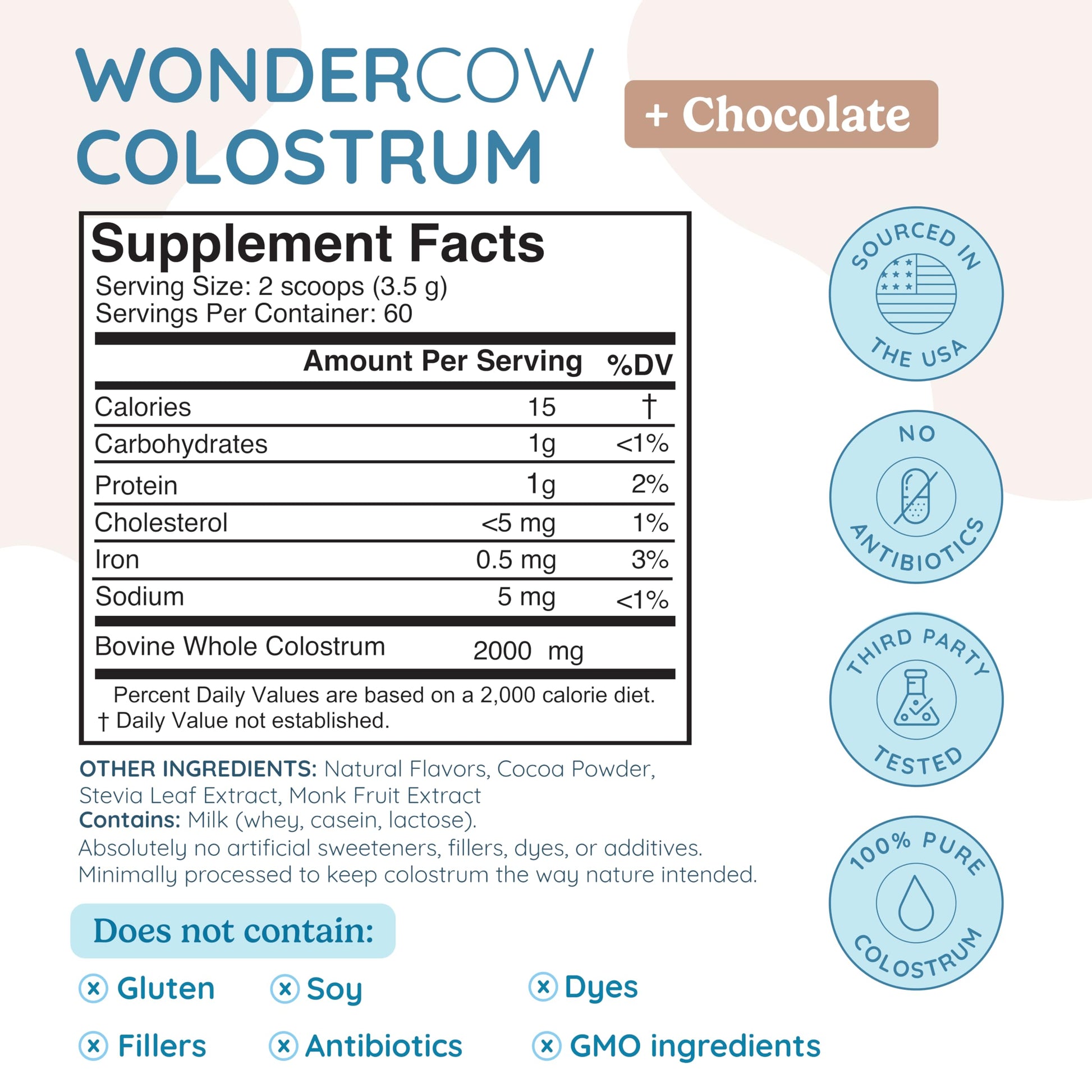 WONDERCOW Colostrum Supplement Powder for Gut Health, Immune Support & Wellness | Natural IgG Pure Whole Bovine Colostrum Superfood, Chocolate, 60 Servings WONDERCOW Au supplements