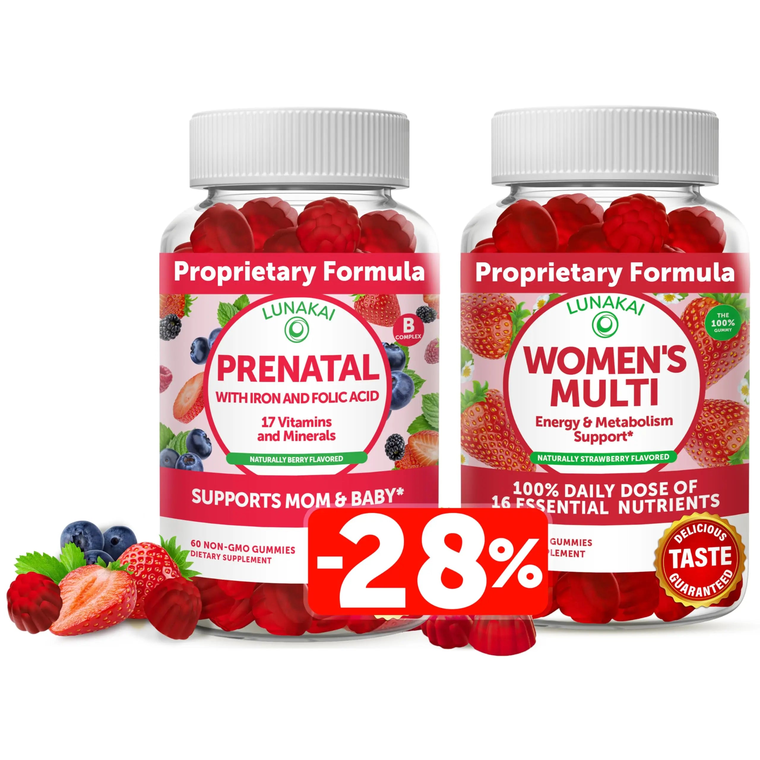 Lunakai Prenatal Vitamin and Women's Multivitamin Gummies Bundle - Pregnancy Multivitamin Gummy with Iron & Folic Acid Lunakai Au supplements