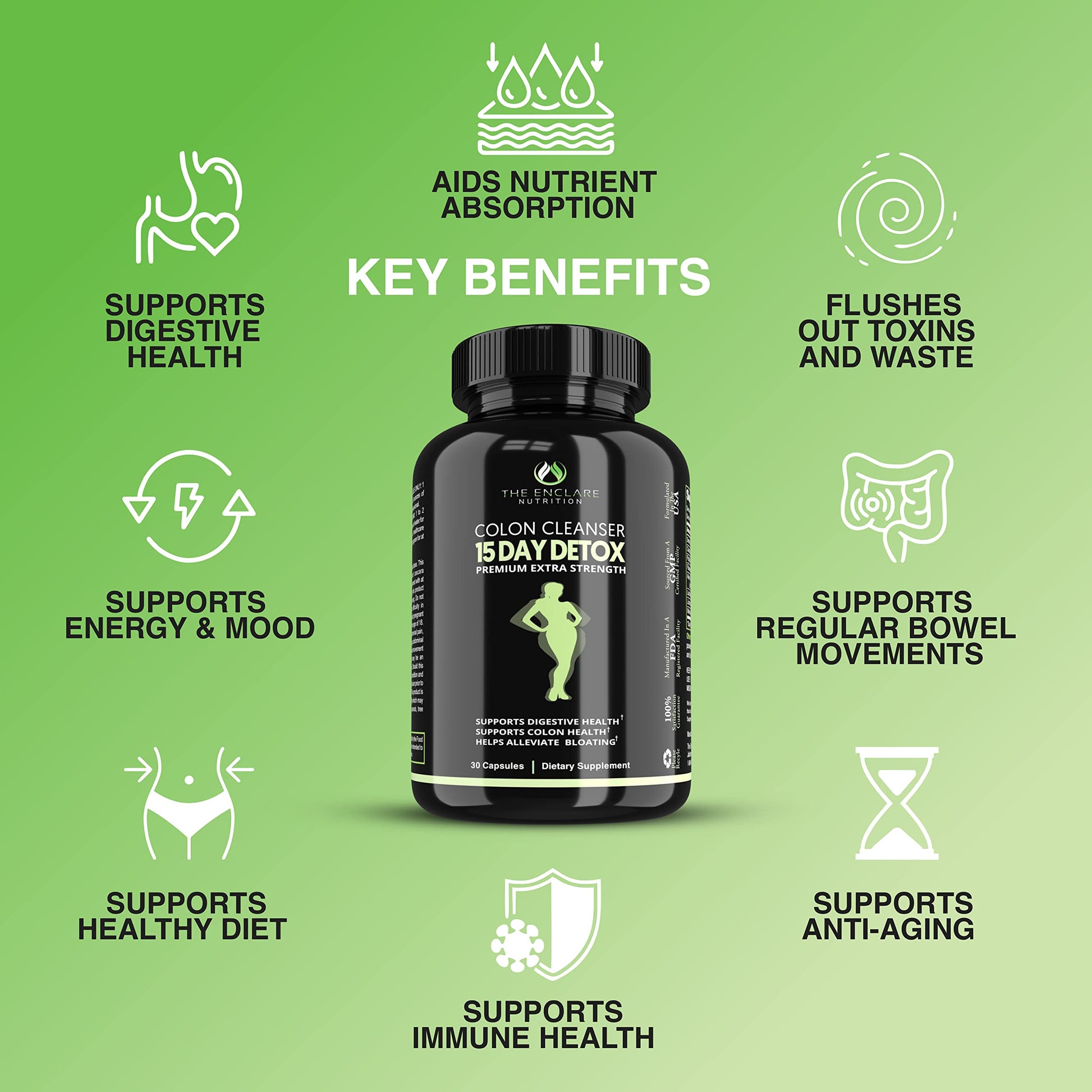 Colon Cleanse Fast-Acting Colon Cleanser Detox. Healthy Bowel Movement THE ENCLARE NUTRITION Au supplements