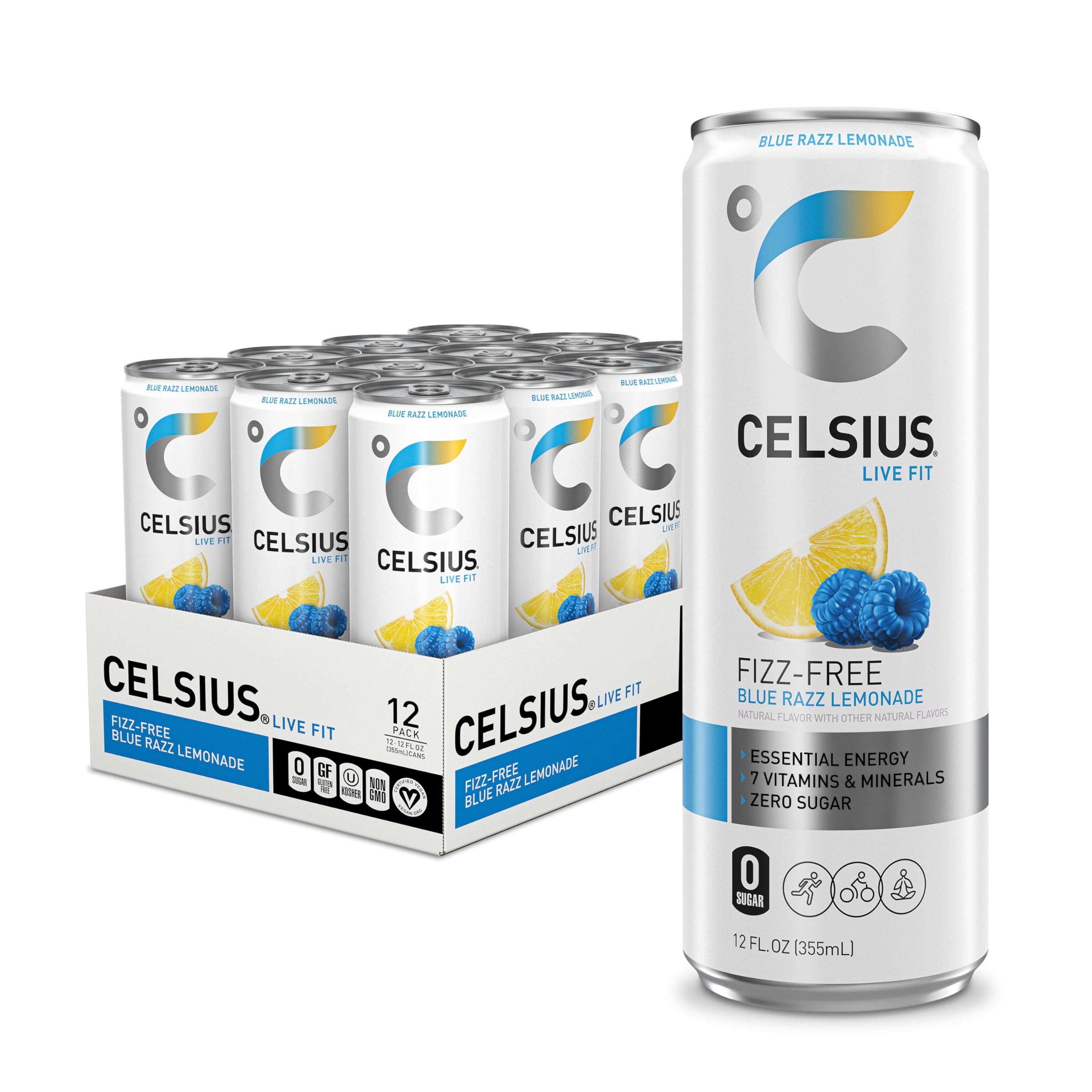 CELSIUS Fizz Free Blue Razz Lemonade, Functional Essential Energy Drink 12 Fl Oz CELSIUS Au supplements