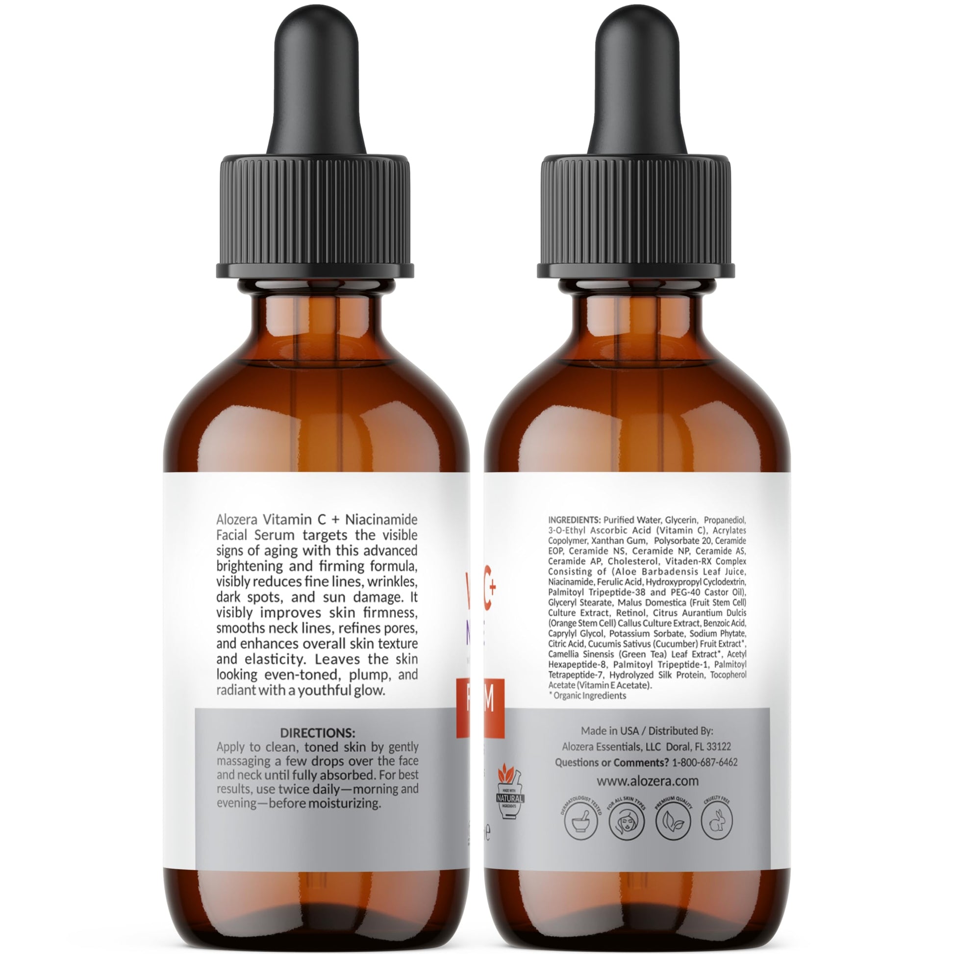 Alozera Vitamin C Facial Serum with Niacinamide & Ferulic Acid, Anti-Aging Serum for Visible Brightening, Glowing & Radiant Skin, Concentrated, Gentle & Effective, Day & Night Alozera buy supplements Au