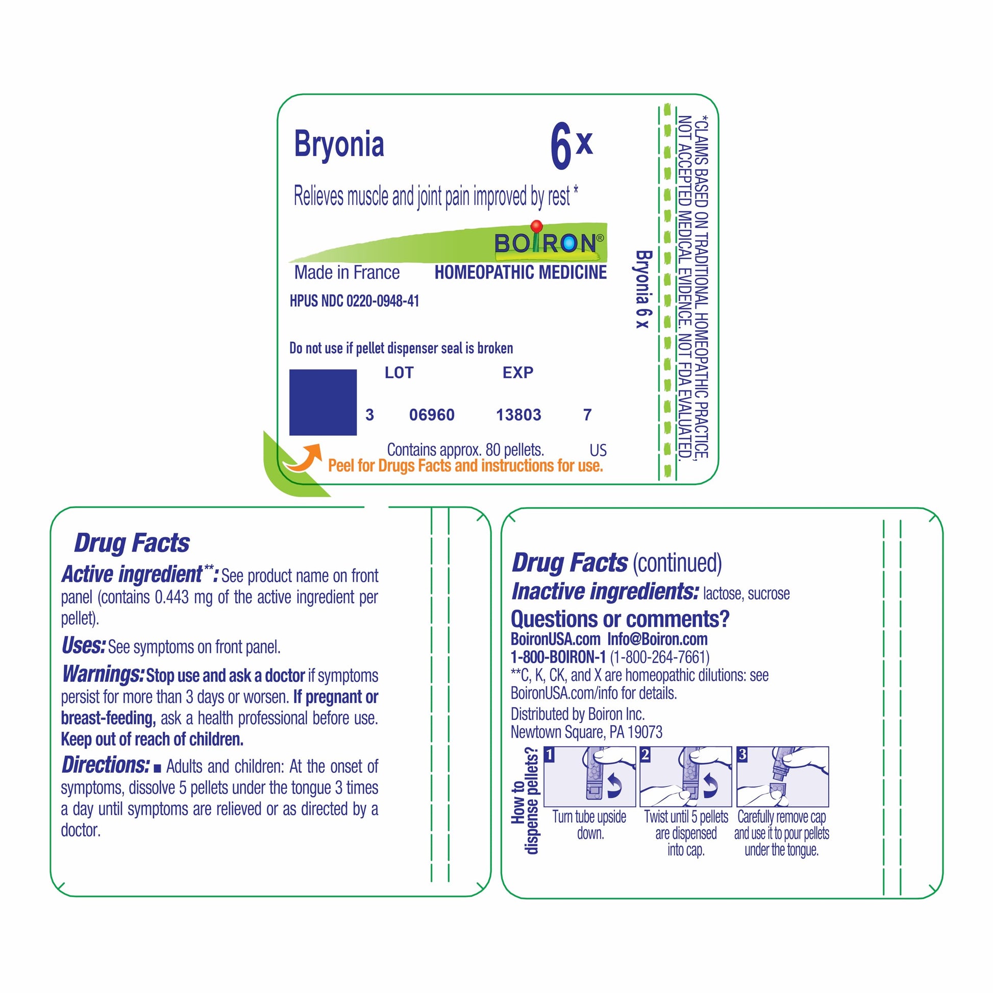 Boiron Bryonia 6X Homeopathic Medicine for Muscle & Joint Pain - 80 Pellets Boiron Au supplements