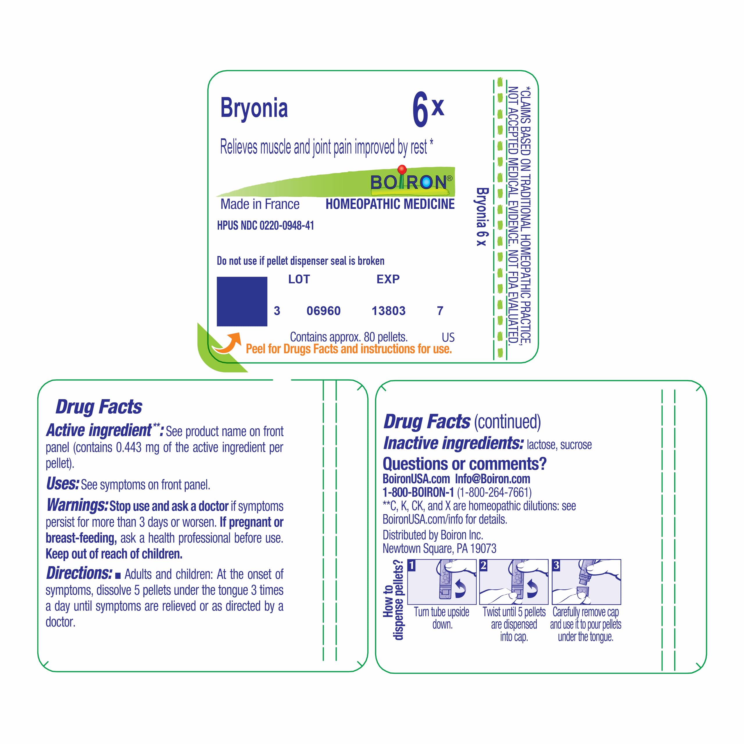 Boiron Bryonia 6X Homeopathic Medicine for Muscle & Joint Pain - 80 Pellets Boiron Au supplements