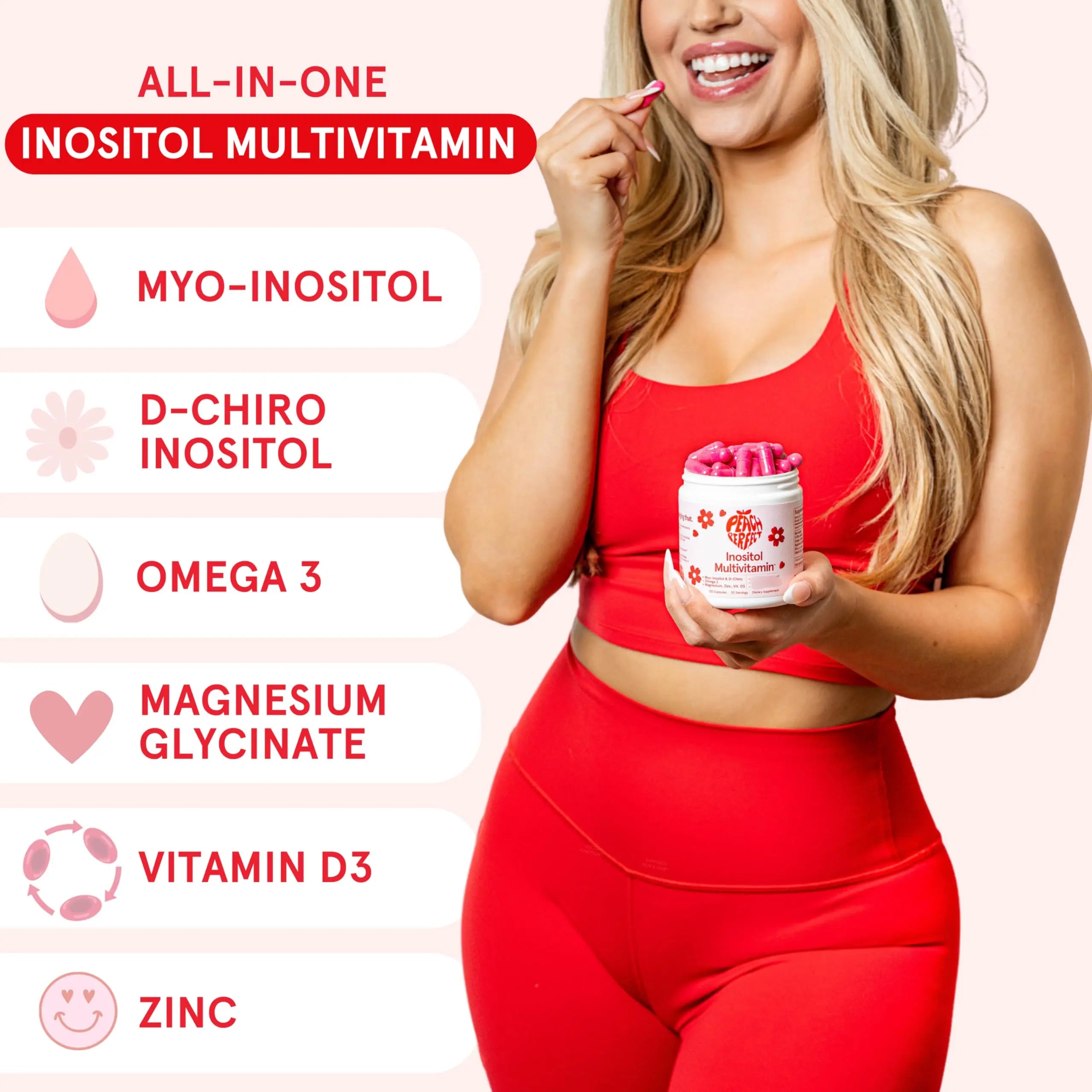 Peach Perfect Inositol Multivitamin – Myo-Inositol & D-Chiro 40:1 Blend, Omega-3, Vitamin D3, Magnesium, Zinc Peach Perfect Au supplements